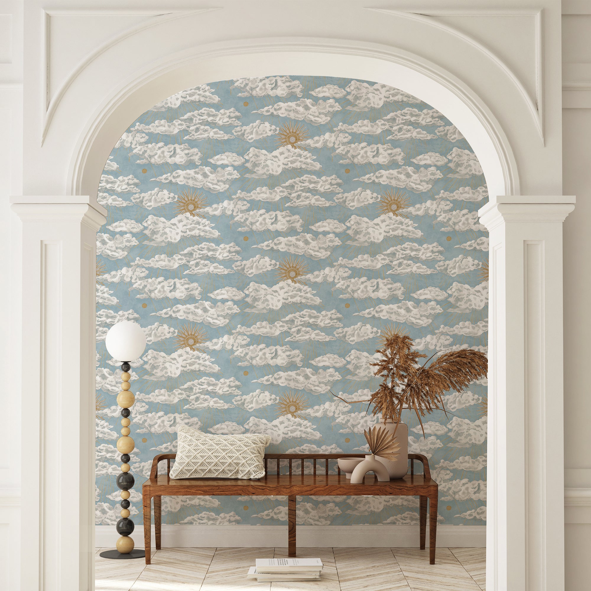 Cumulus Sol Wallpaper in light blue color - pattern number JMW1040.01.0 - by Kravet in the Josephine Munsey Juniper collection