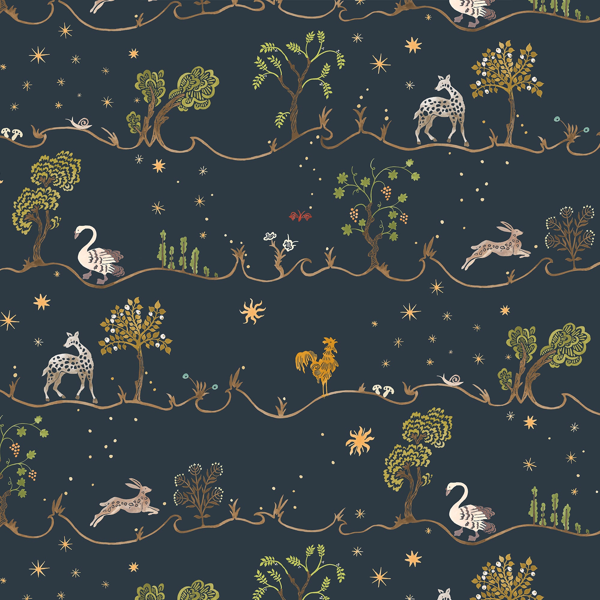 A Wave For Joan Wallpaper in navy color - pattern number JMW1041.01.0 - by Kravet in the Josephine Munsey Juniper collection