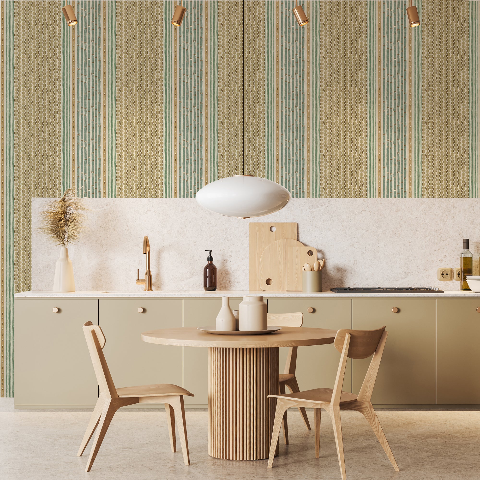 Rita Stripe Wallpaper in quince and petrol color - pattern number JMW1042.01.0 - by Kravet in the Josephine Munsey Juniper collection
