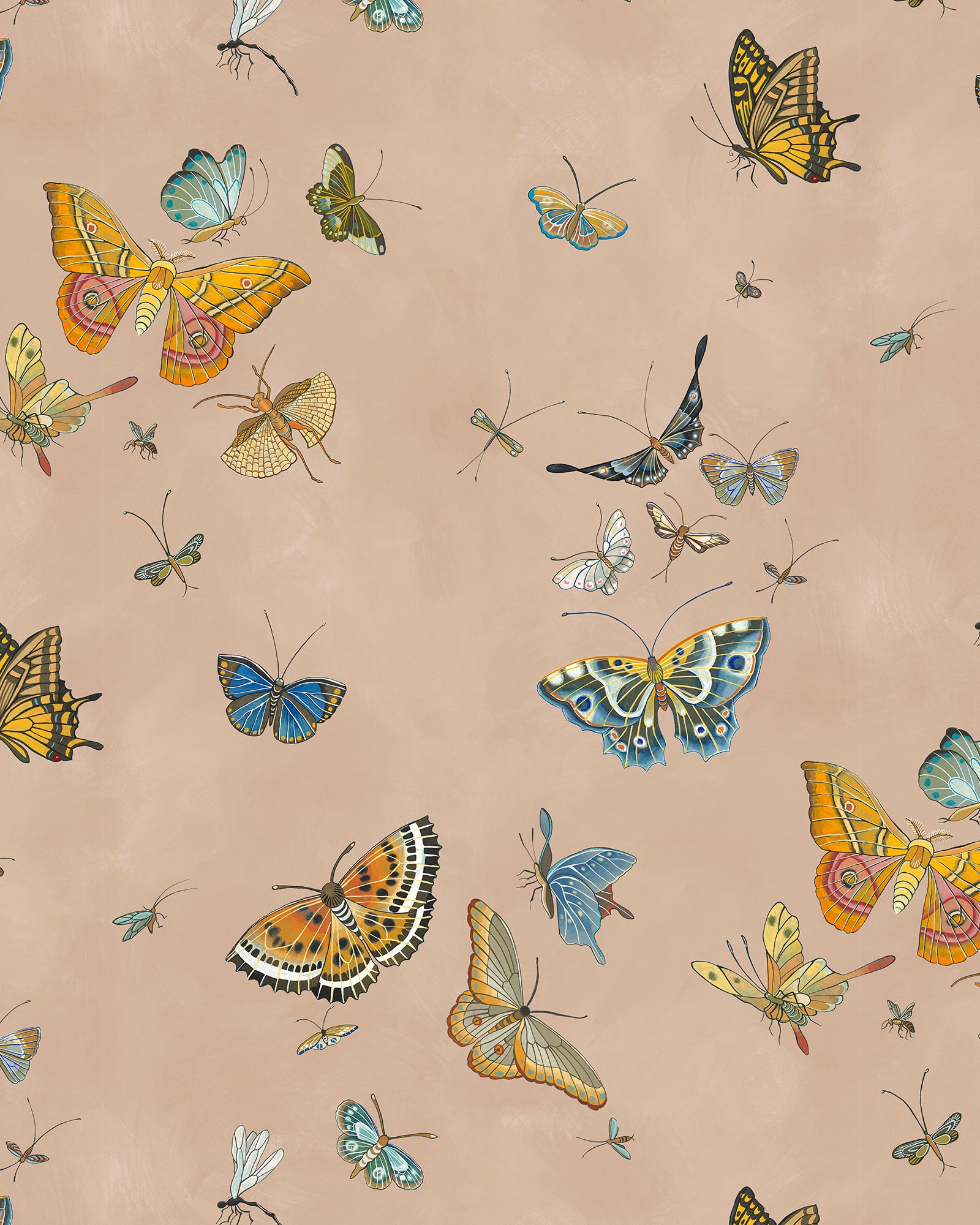 Butterflies Wallpaper in plaster pink color - pattern number JMW1043.01.0 - by Kravet in the Josephine Munsey Alma collection