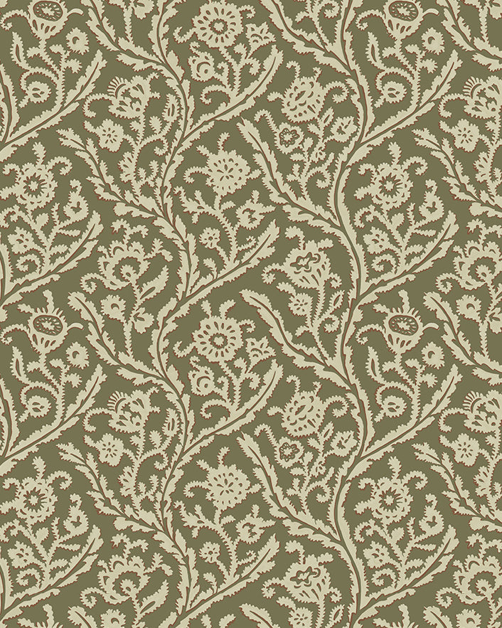 Letti Wallpaper in olive color - pattern number JMW1044.11.0 - by Kravet in the Josephine Munsey Alma collection