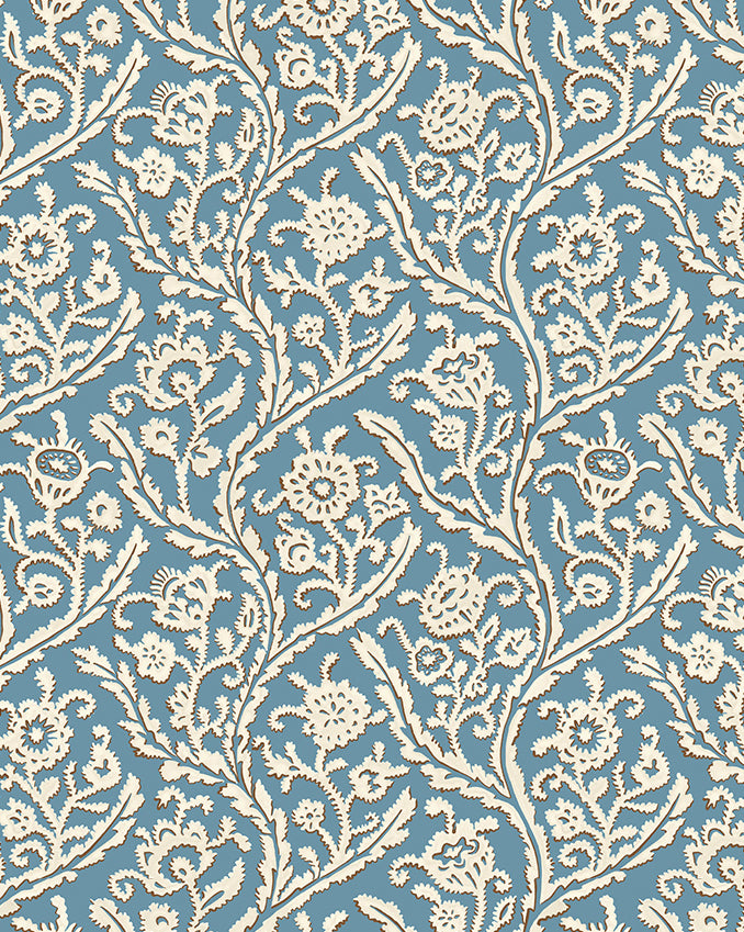 Letti Wallpaper in cyan color - pattern number JMW1044.61.0 - by Kravet in the Josephine Munsey Alma collection