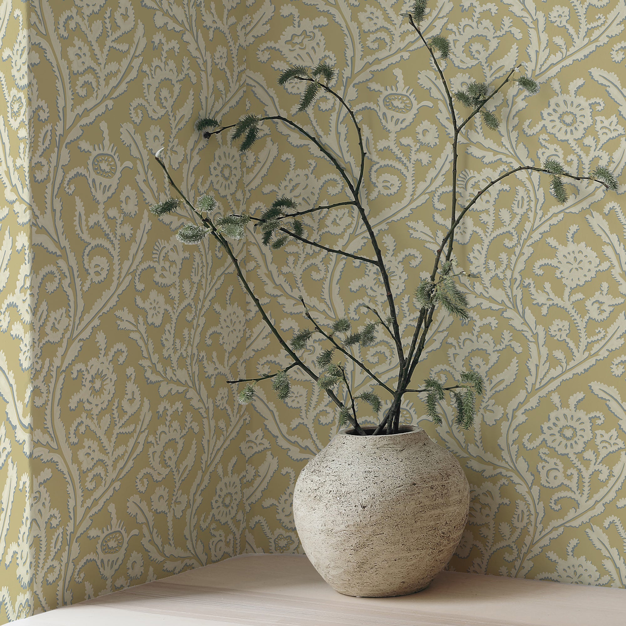 Letti Wallpaper in light yellow color - pattern number JMW1044.71.0 - by Kravet in the Josephine Munsey Alma collection