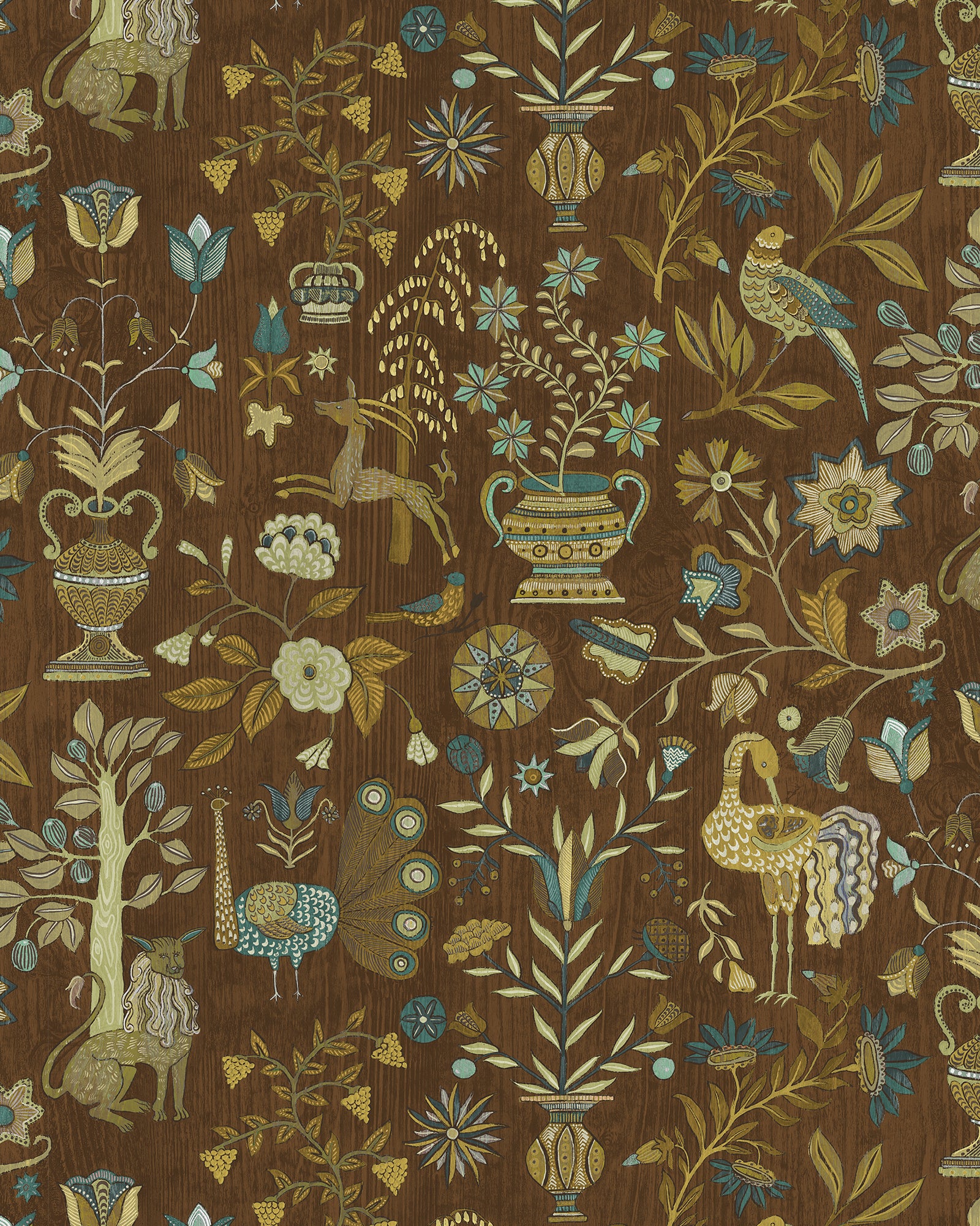 Fable Garden Wallpaper in brown color - pattern number JMW1045.41.0 - by Kravet in the Josephine Munsey Alma collection