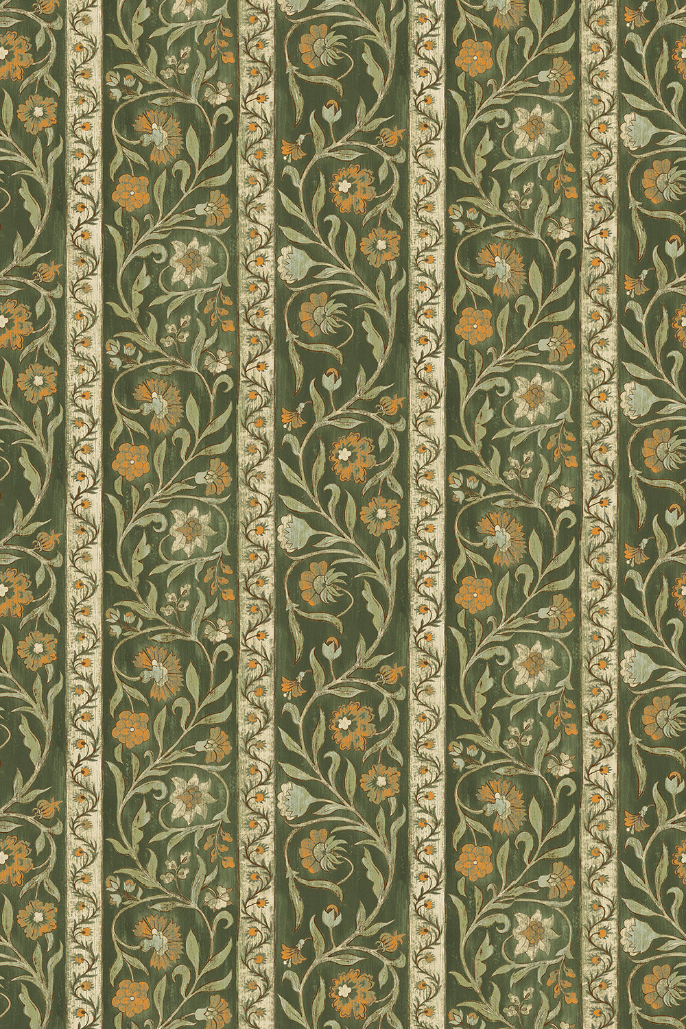 Potter Stripe Wallpaper in green and orange color - pattern number JMW1046.11.0 - by Kravet in the Josephine Munsey Alma collection