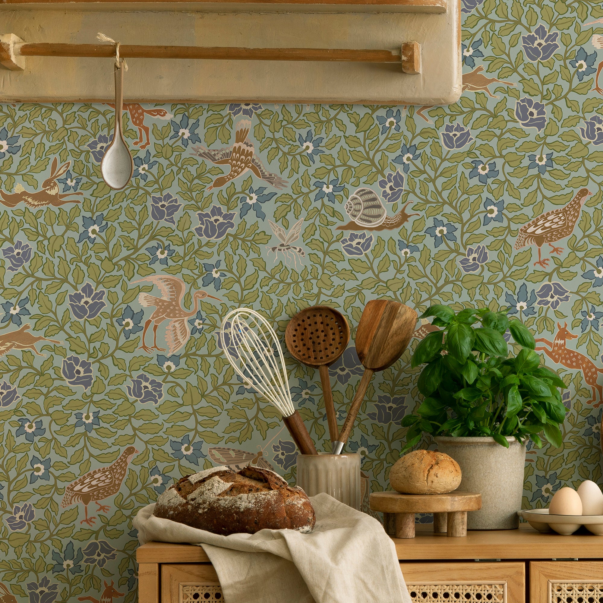 Haresfield Walk Wallpaper in blue color - pattern number JMW1047.21.0 - by Kravet in the Josephine Munsey Alma collection