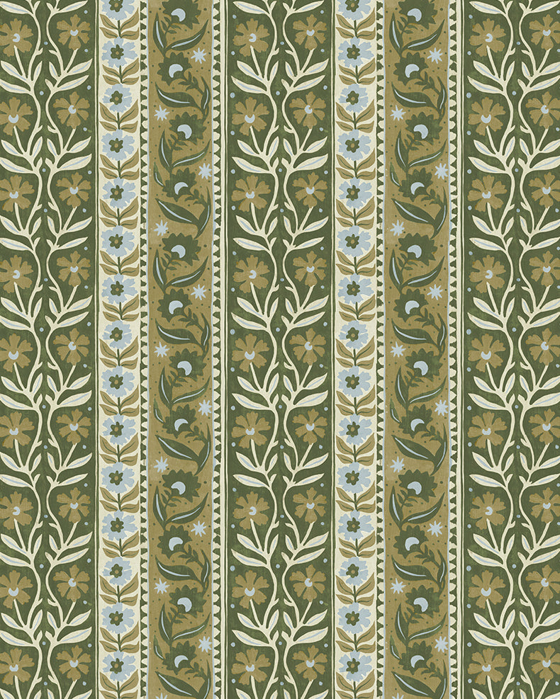 Arber Stripe Wallpaper in green and blue color - pattern number JMW1048.11.0 - by Kravet in the Josephine Munsey Alma collection