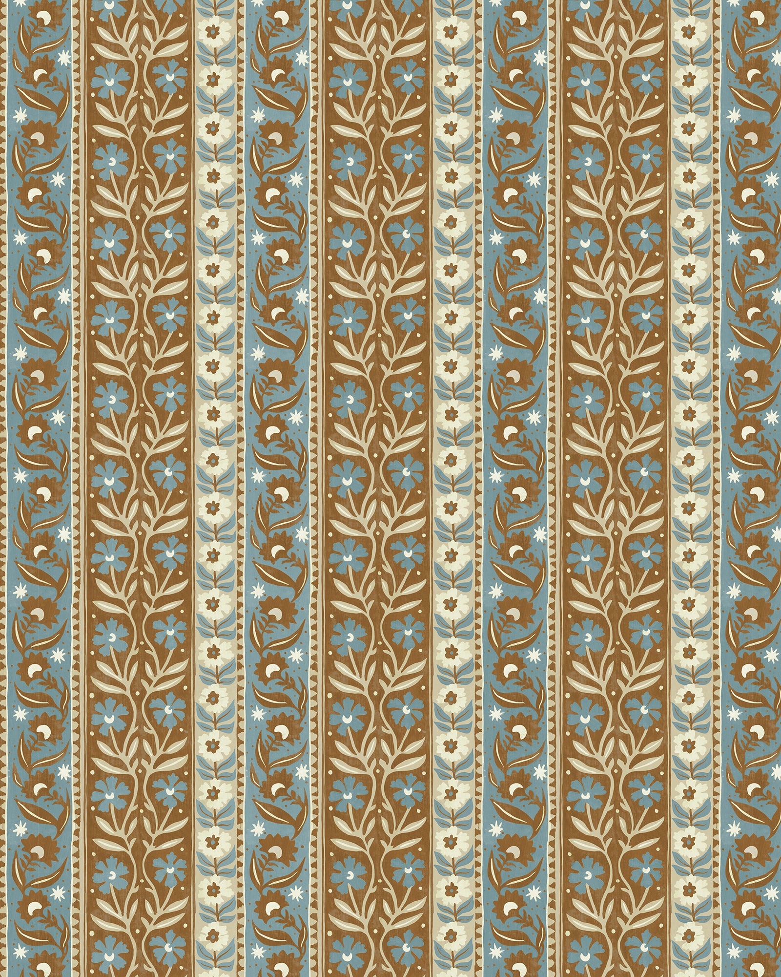 Arber Stripe Wallpaper in brown and blue color - pattern number JMW1048.31.0 - by Kravet in the Josephine Munsey Alma collection