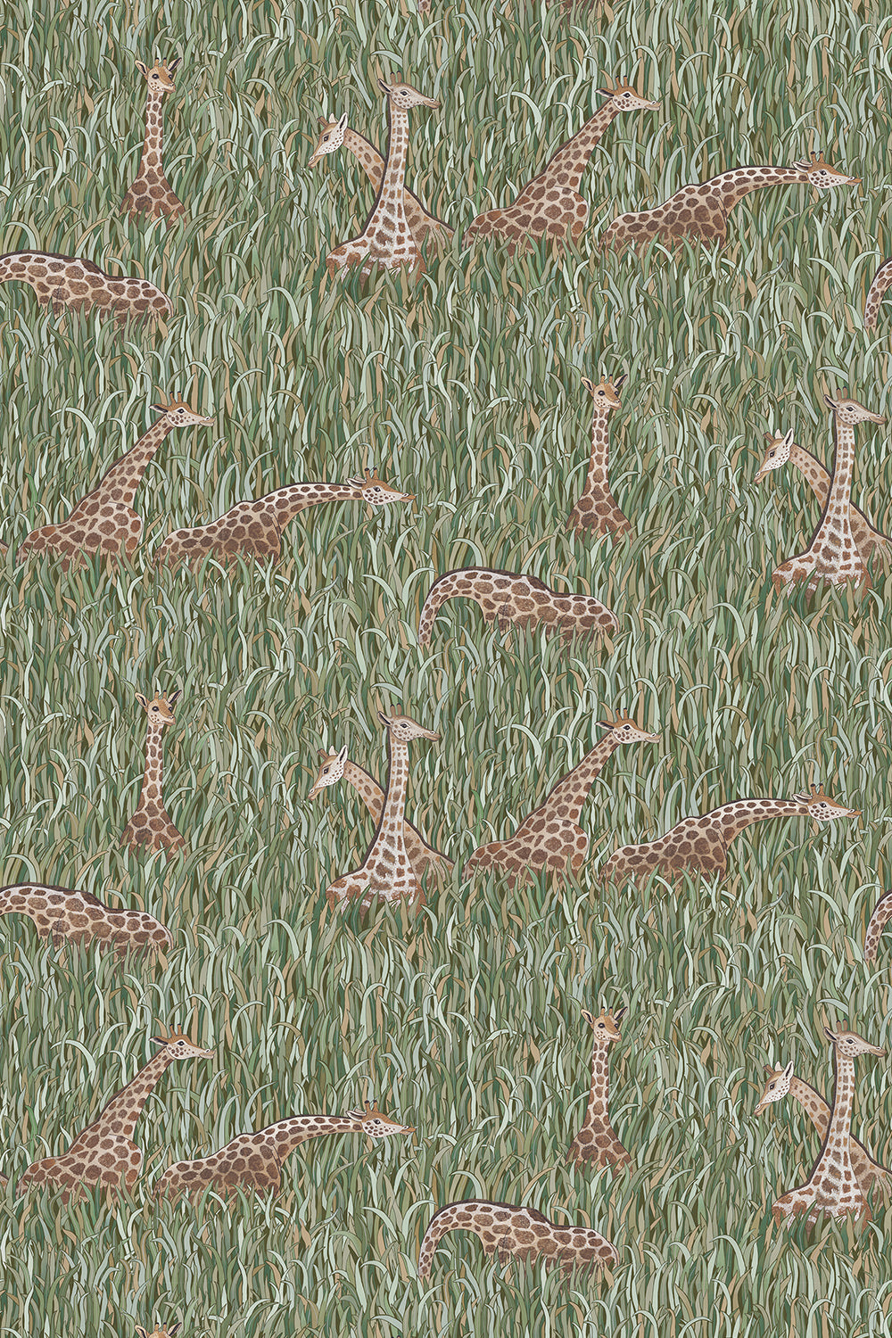 Giraffes Wallpaper in green color - pattern number JMW1049.01.0 - by Kravet in the Josephine Munsey Alma collection