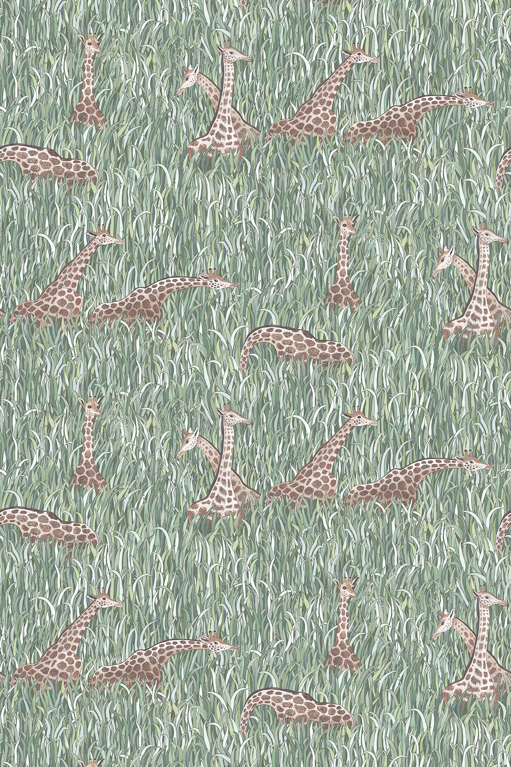 Giraffes Wallpaper in aqua color - pattern number JMW1049.11.0 - by Kravet in the Josephine Munsey Alma collection