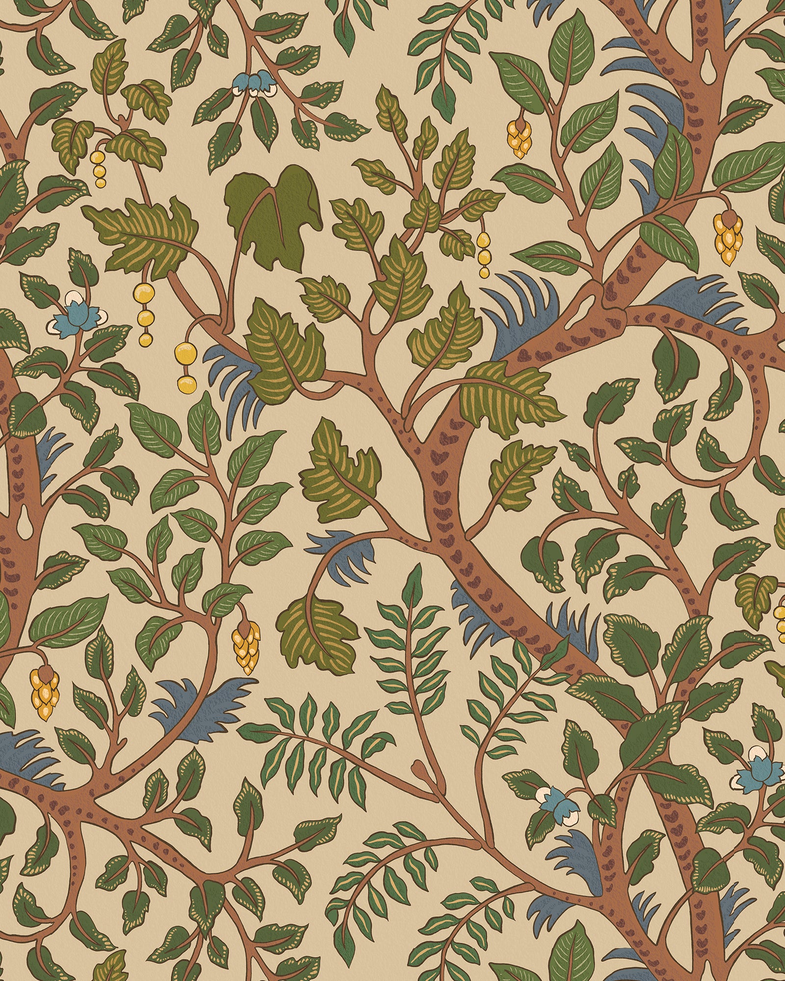 Brushwood Wallpaper in green and red color - pattern number JMW1050.01.0 - by Kravet in the Josephine Munsey Alma collection