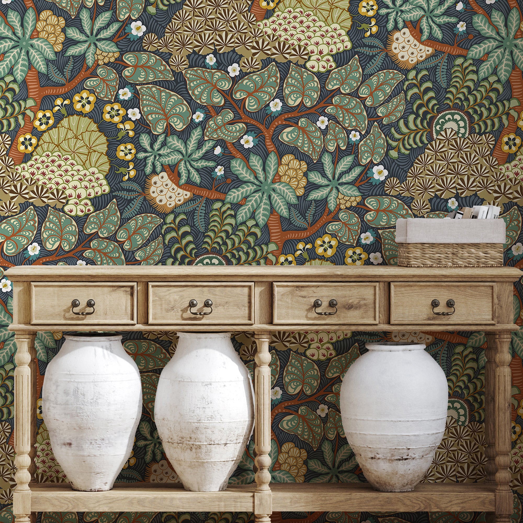 Masako Wallpaper in navy color - pattern number JMW1051.11.0 - by Kravet in the Josephine Munsey Alma collection