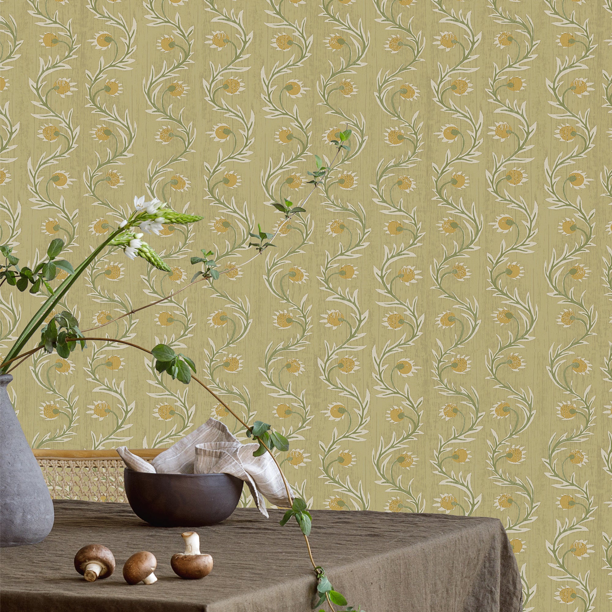 Rubia Wallpaper in soft yellow color - pattern number JMW1052.11.0 - by Kravet in the Josephine Munsey Alma collection