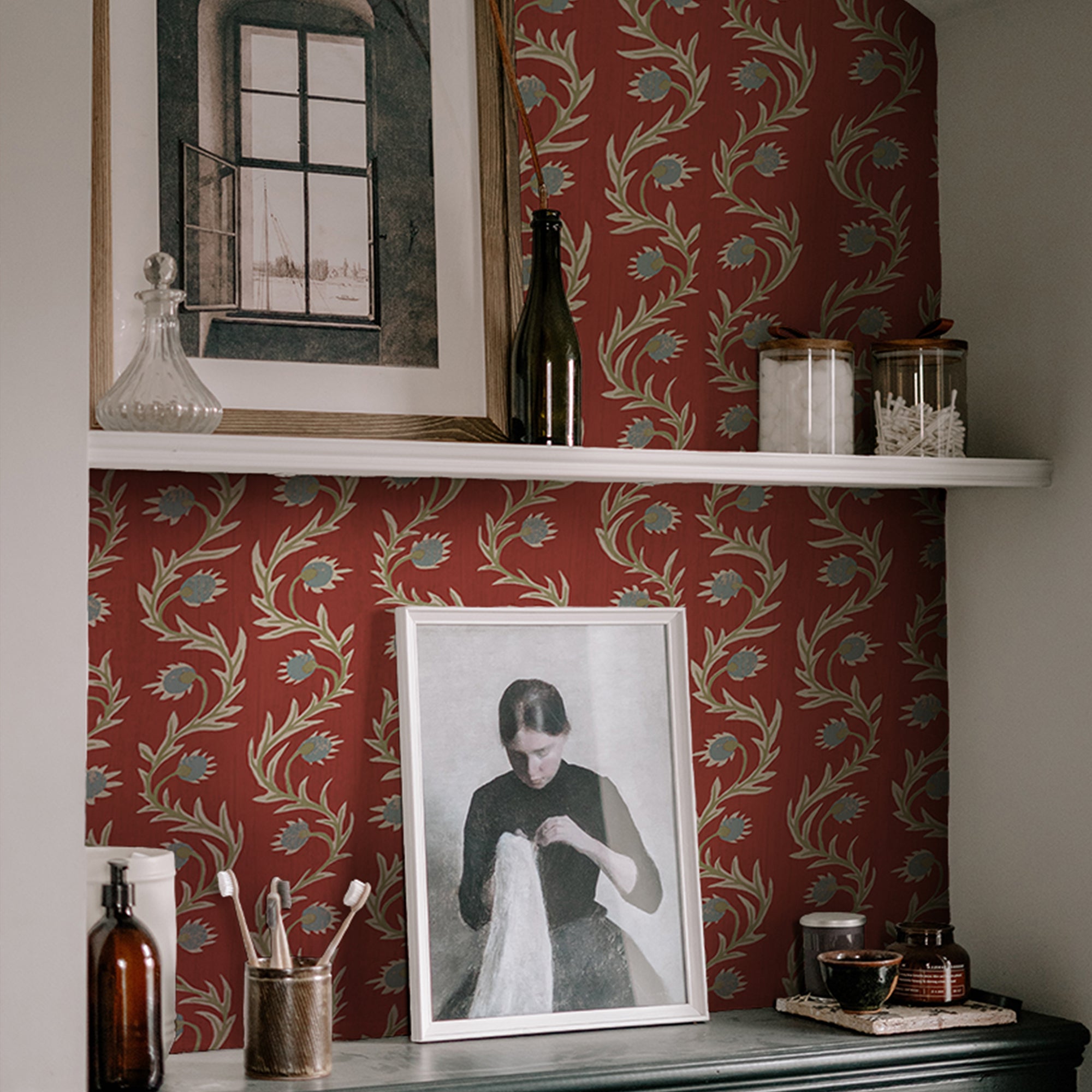 Rubia Wallpaper in red color - pattern number JMW1052.21.0 - by Kravet in the Josephine Munsey Alma collection