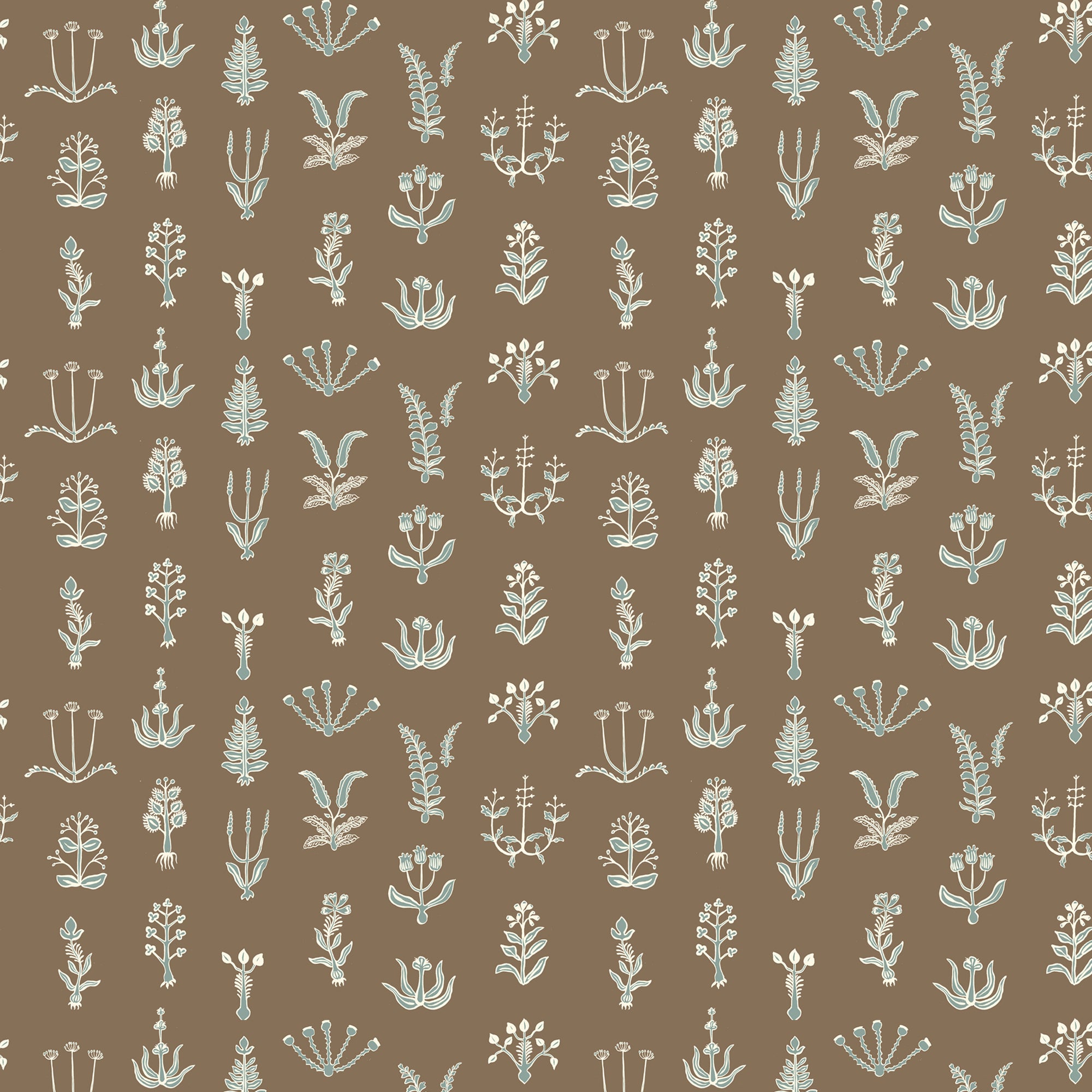 Floral Spot Wallpaper in clarke white, osney blue and kemp brown color - pattern number JMWRFLO.03.0 - by Kravet in the Josephine Munsey Roll collection