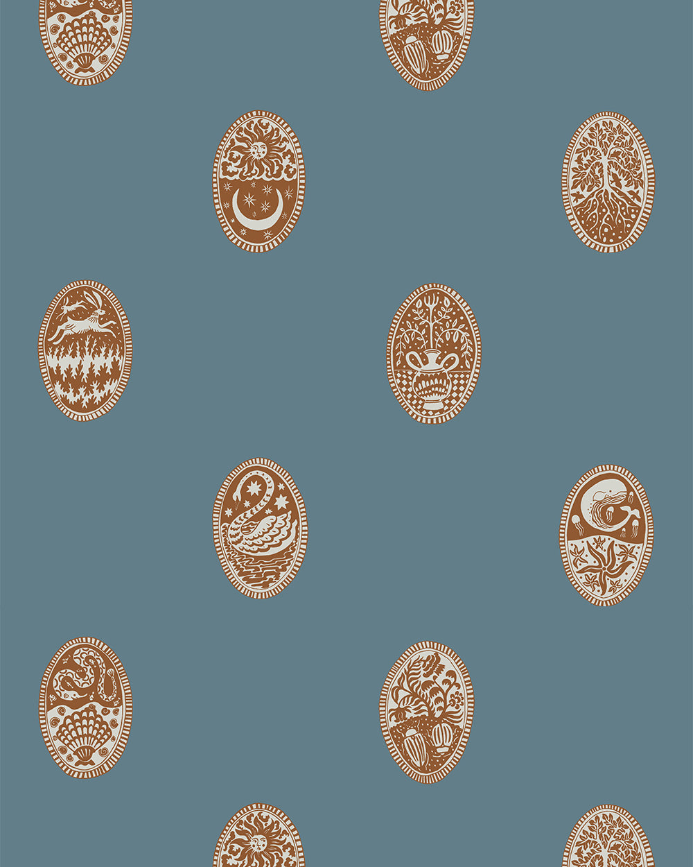 Linear Cameos Wallpaper in little ponds, dinky and dew color - pattern number JMWRLIN.02.0 - by Kravet in the Josephine Munsey Roll II collection