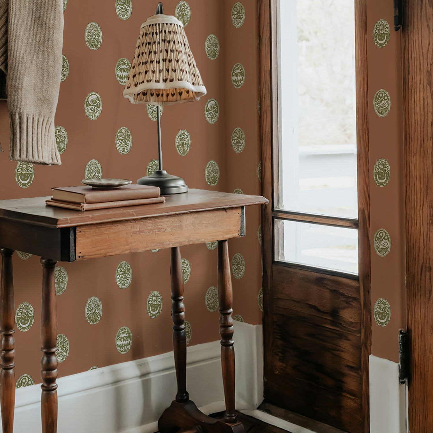 Linear Cameos Wallpaper in sunday clay, trixie and quartz color - pattern number JMWRLIN.04.0 - by Kravet in the Josephine Munsey Roll II collection