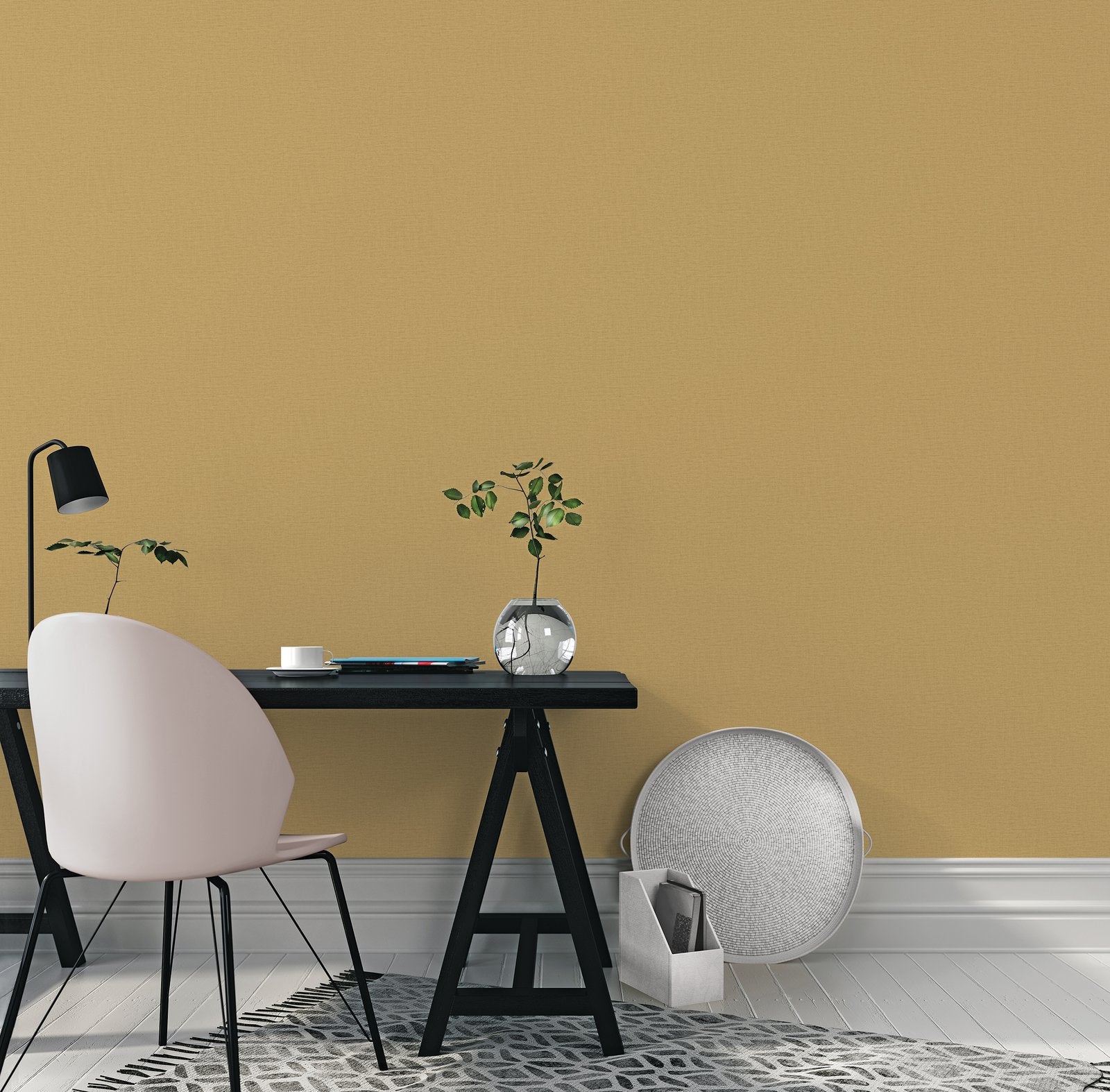 Nuance Plain Texture wallpaper in yellow color - pattern number LB25127 - by Galerie in the Off The Wall collection