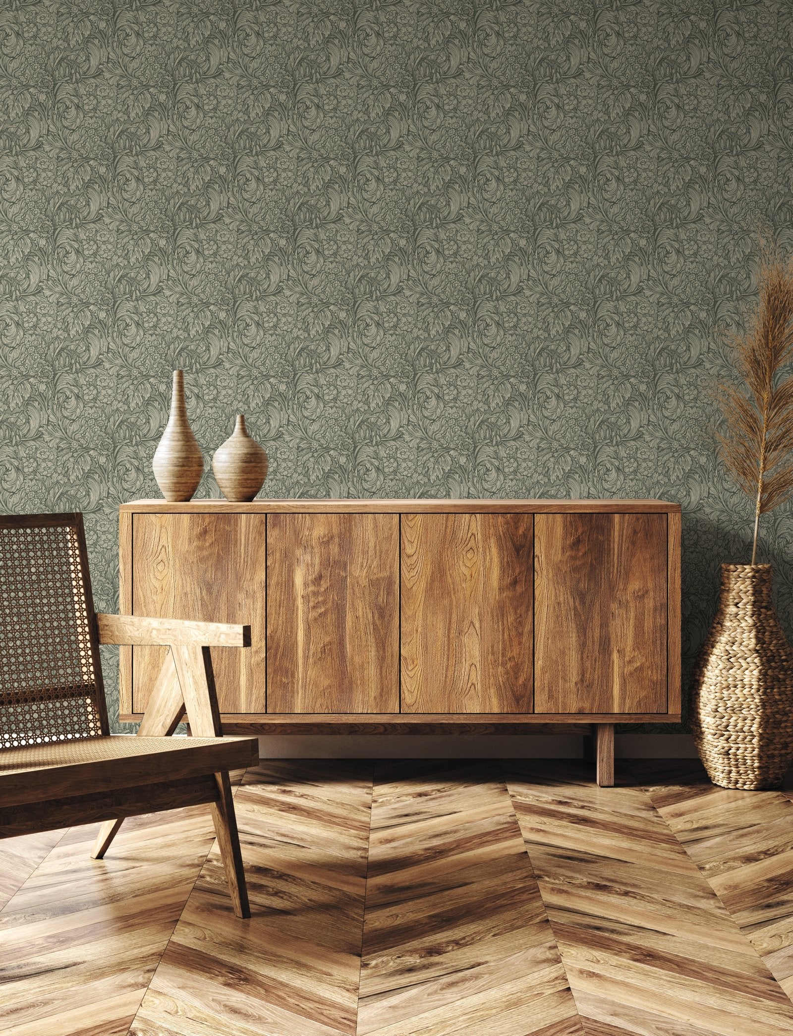 Hedgerovia wallpaper in green color - pattern number LB25136 - by Galerie in the Off The Wall collection