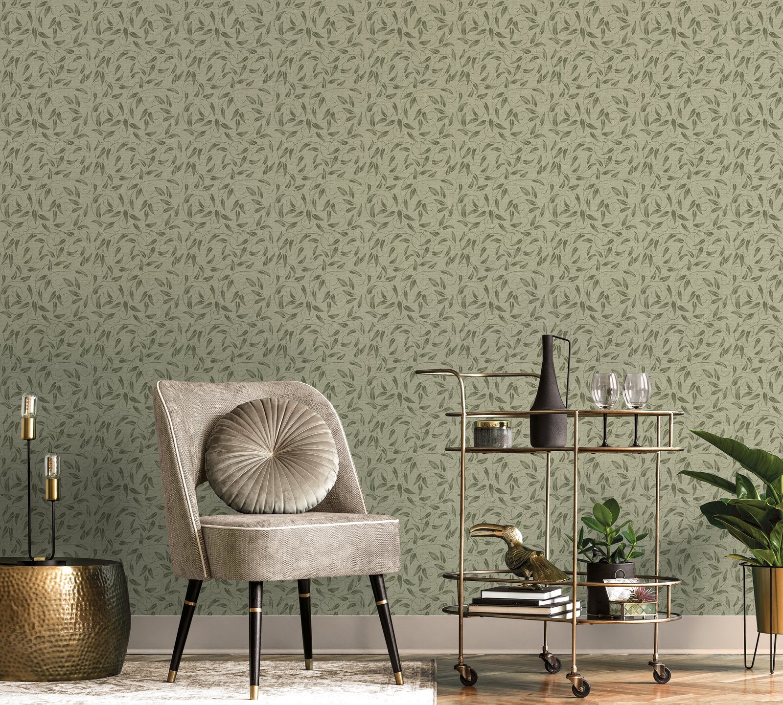 Tit Willow wallpaper in green color - pattern number LB25157 - by Galerie in the Off The Wall collection