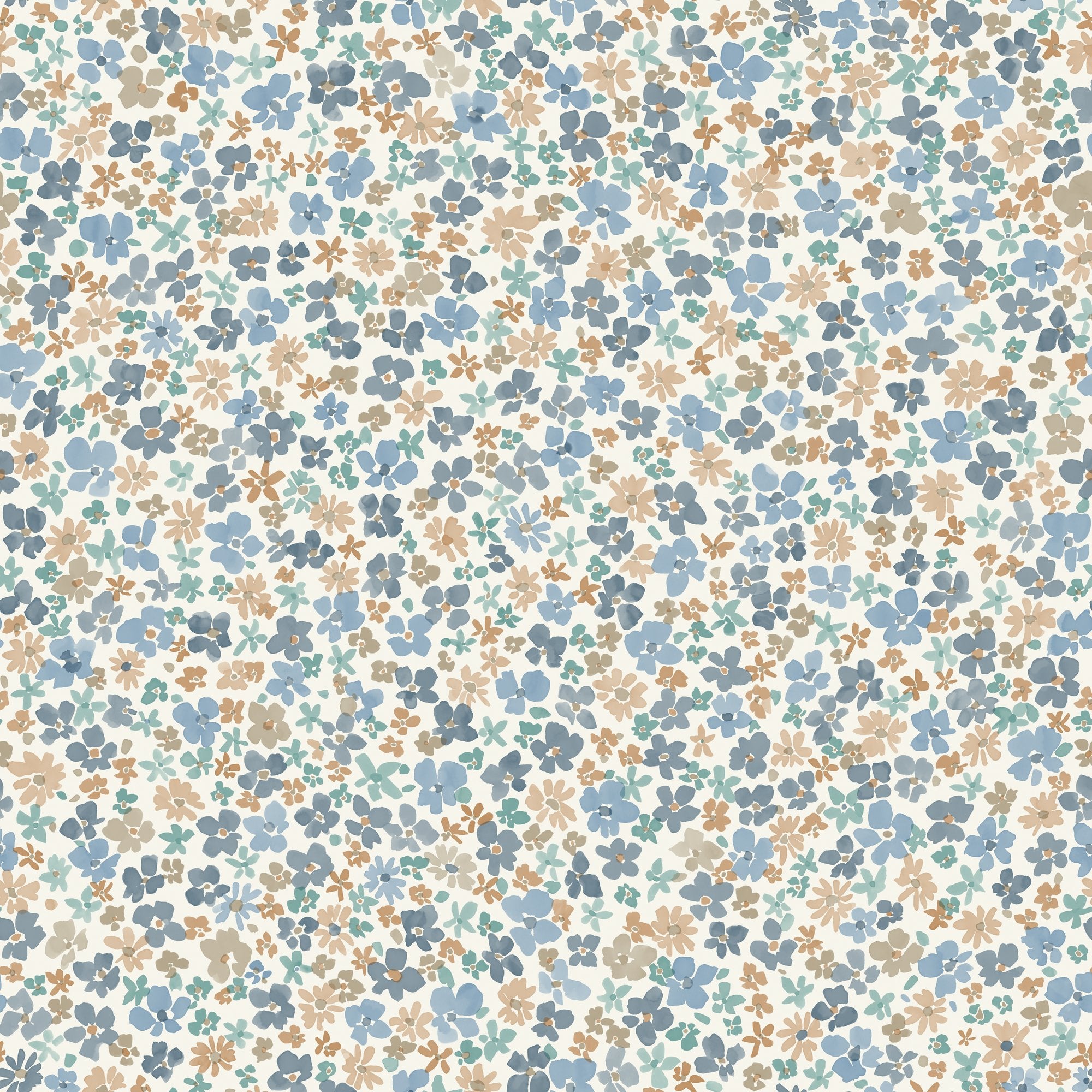 Classical Floral All-over Wallpaper in blue color - pattern number GDLD3015 - by Grandeco in the Little Dreamers collection