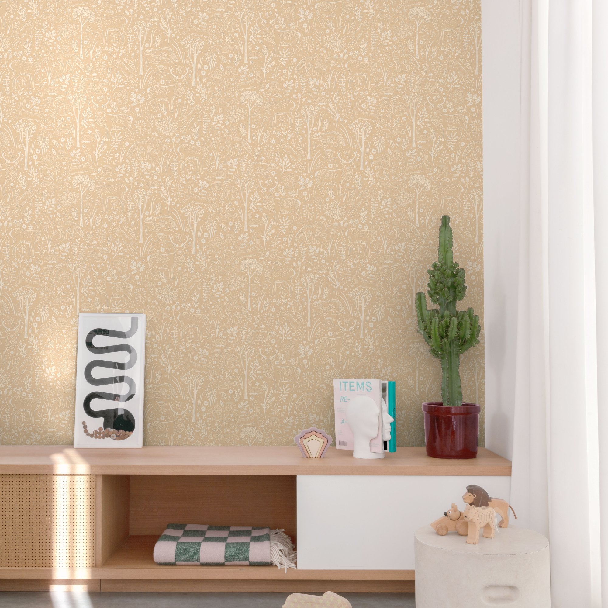 Trees all-over Wallpaper in brown color - pattern number GDLD3421 - by Grandeco in the Little Dreamers collection