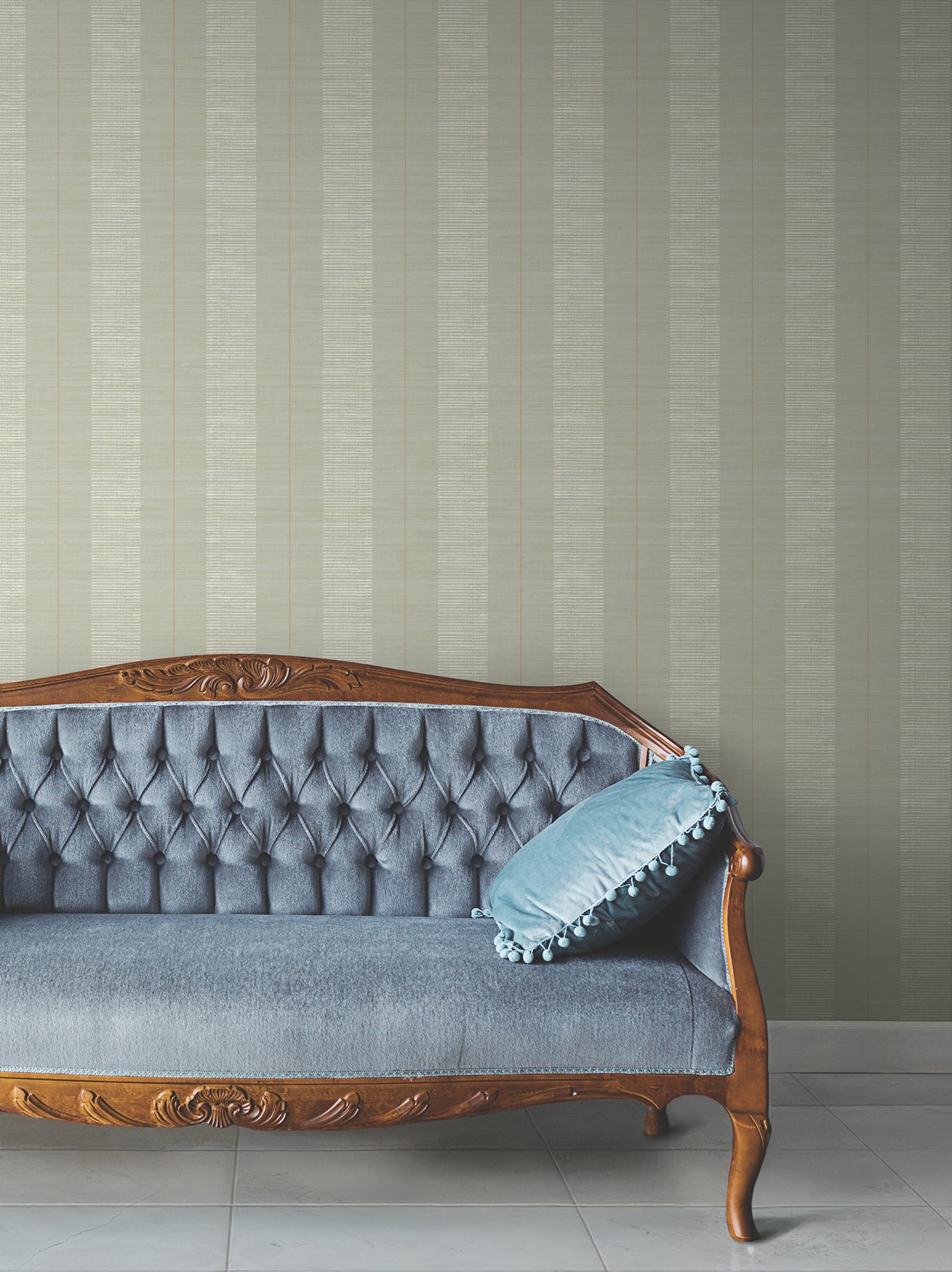 Colbert Stripe wallpaper in seafoam color - pattern number LL3206 - by Antonina Vella in the Layered Luxe collection