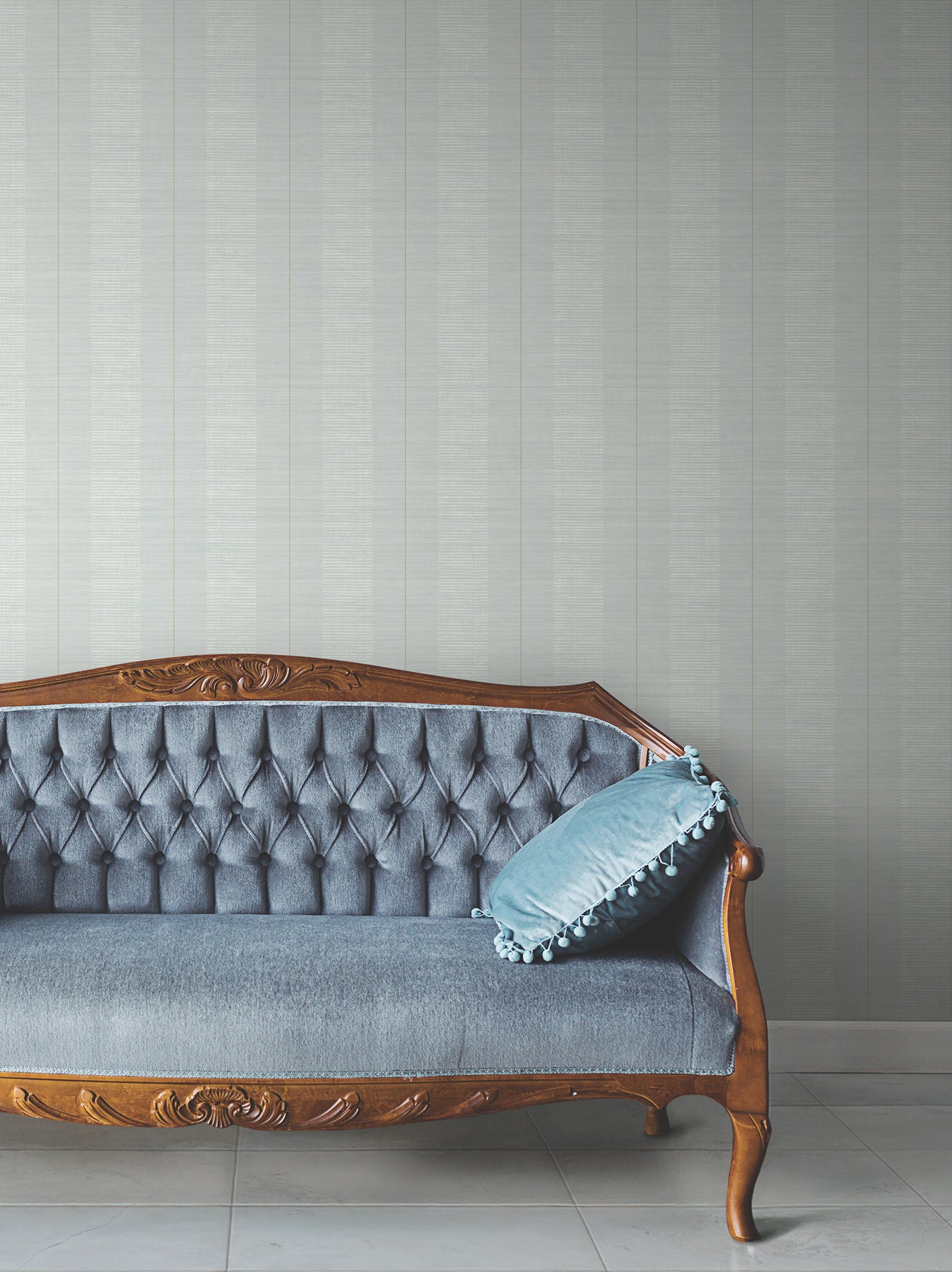 Colbert Stripe wallpaper in light blue color - pattern number LL3210 - by Antonina Vella in the Layered Luxe collection