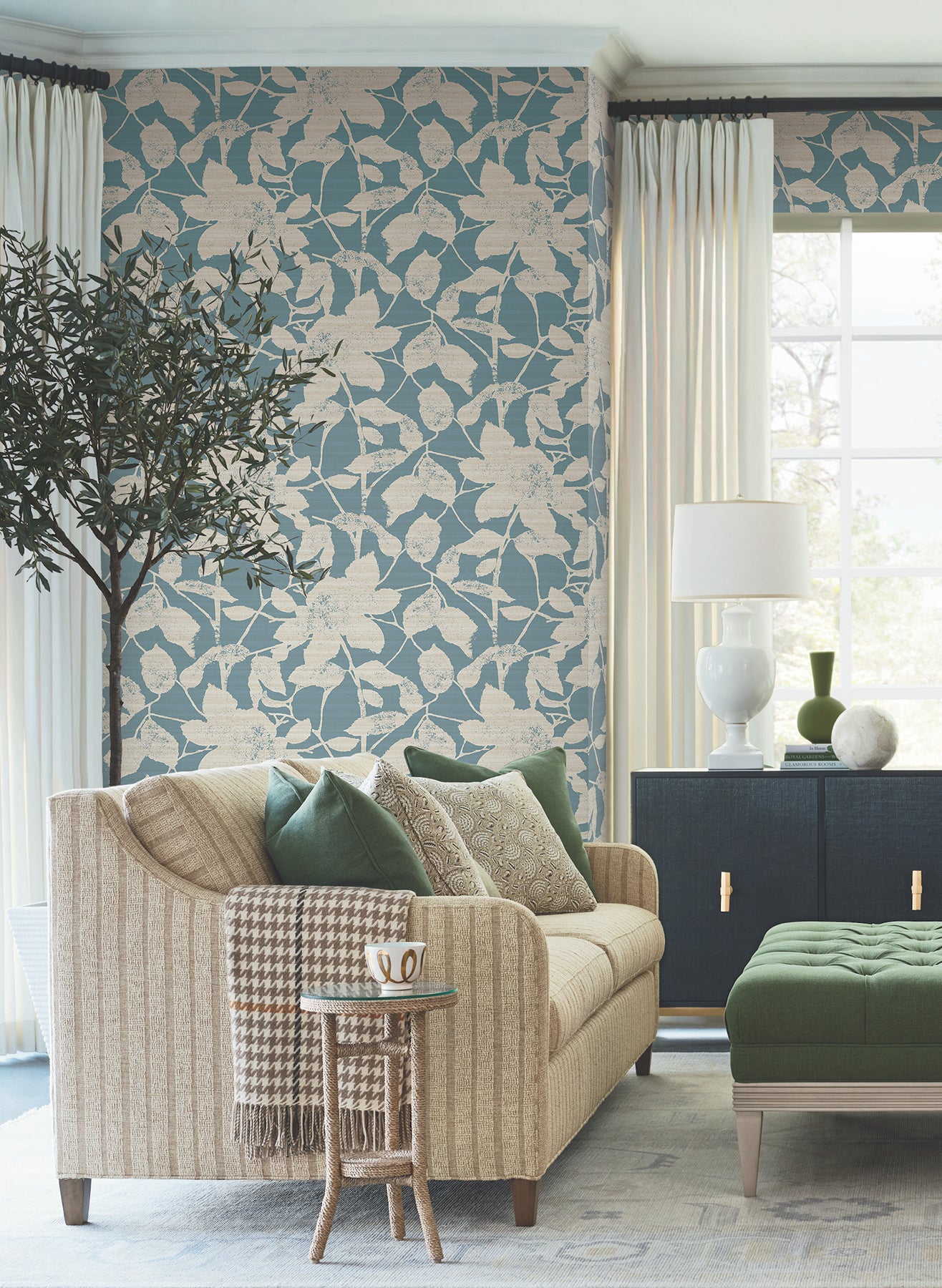 Solange wallpaper in teal color - pattern number LL3214 - by Antonina Vella in the Layered Luxe collection