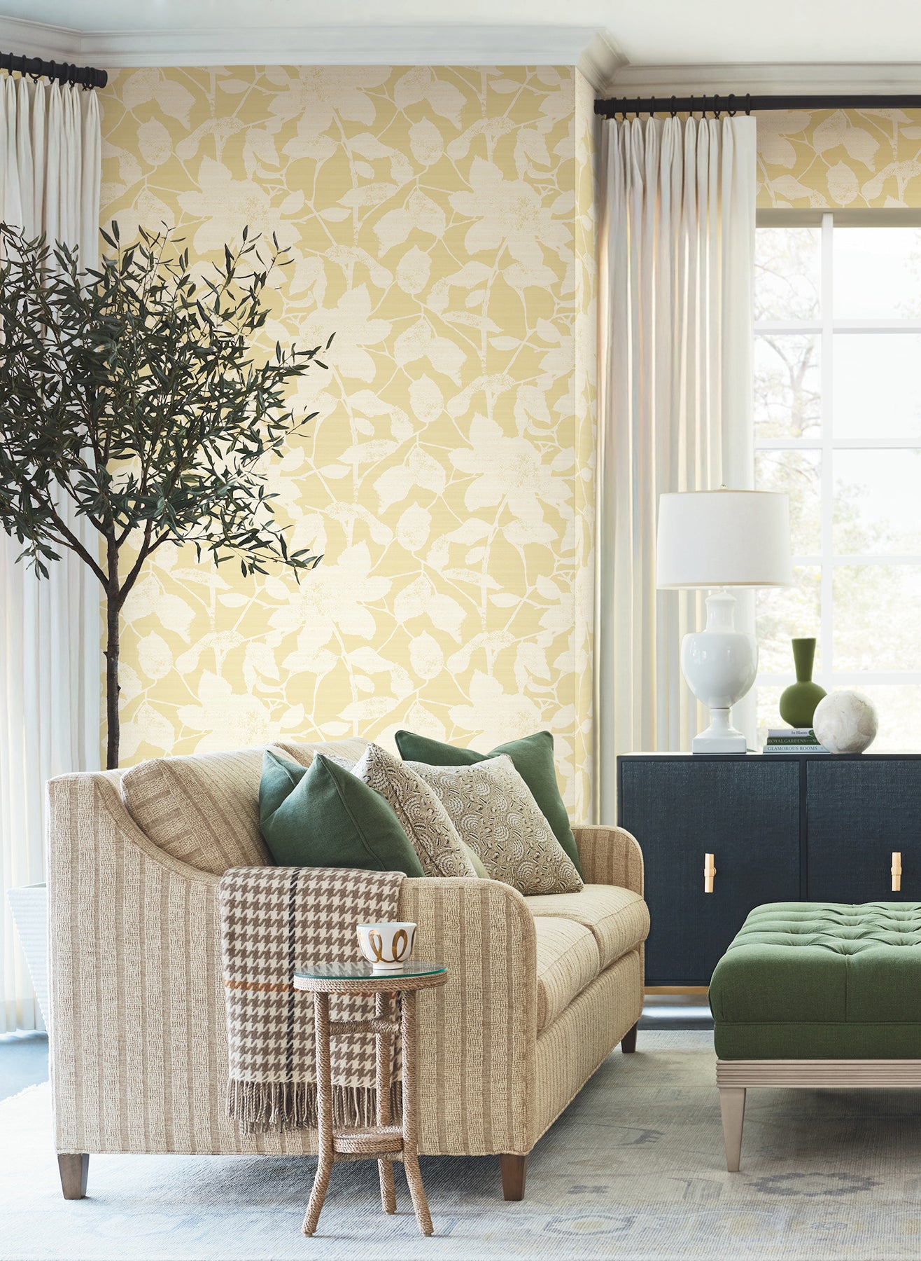 Solange wallpaper in butter color - pattern number LL3215 - by Antonina Vella in the Layered Luxe collection