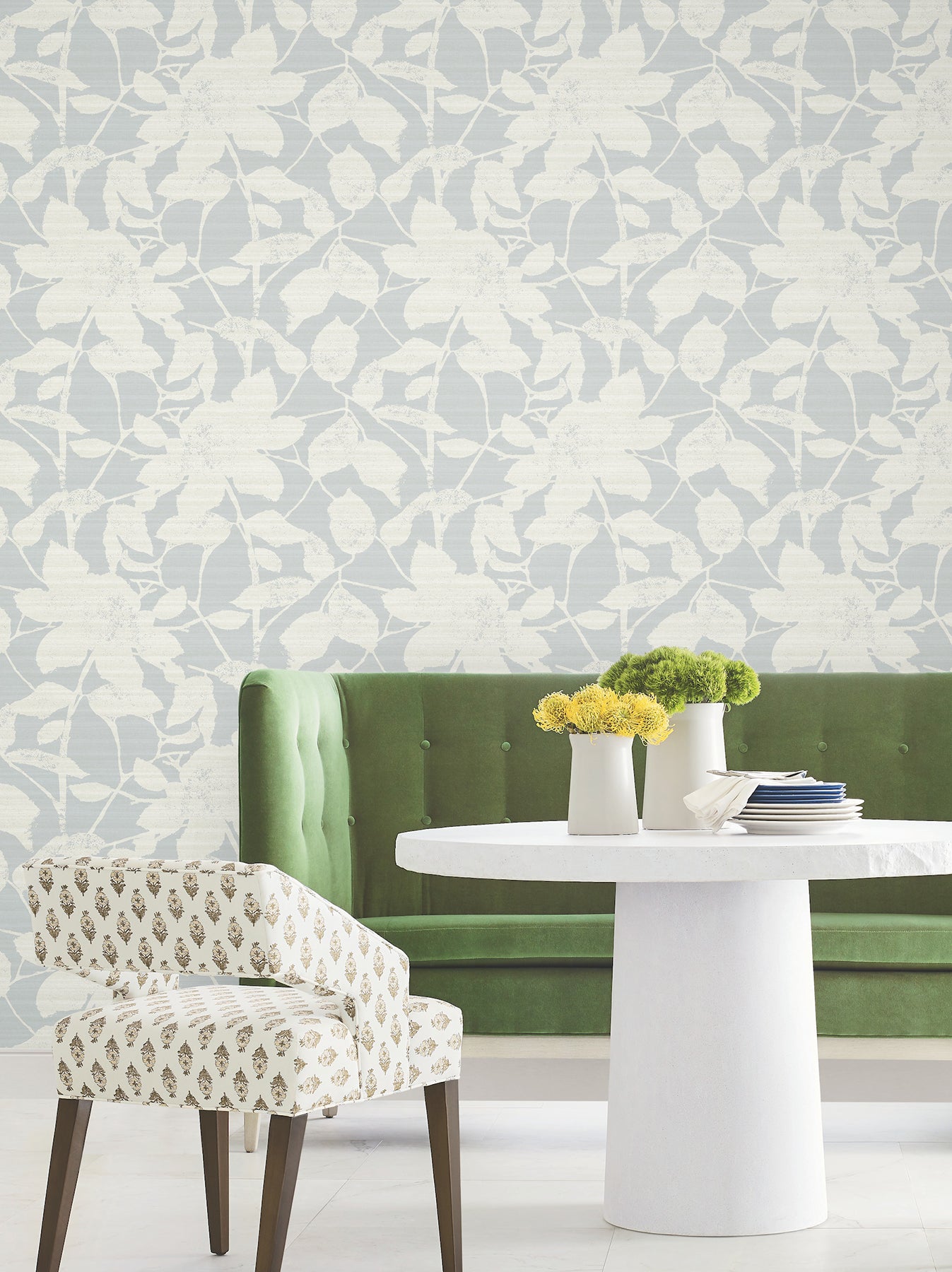 Solange wallpaper in light blue color - pattern number LL3217 - by Antonina Vella in the Layered Luxe collection