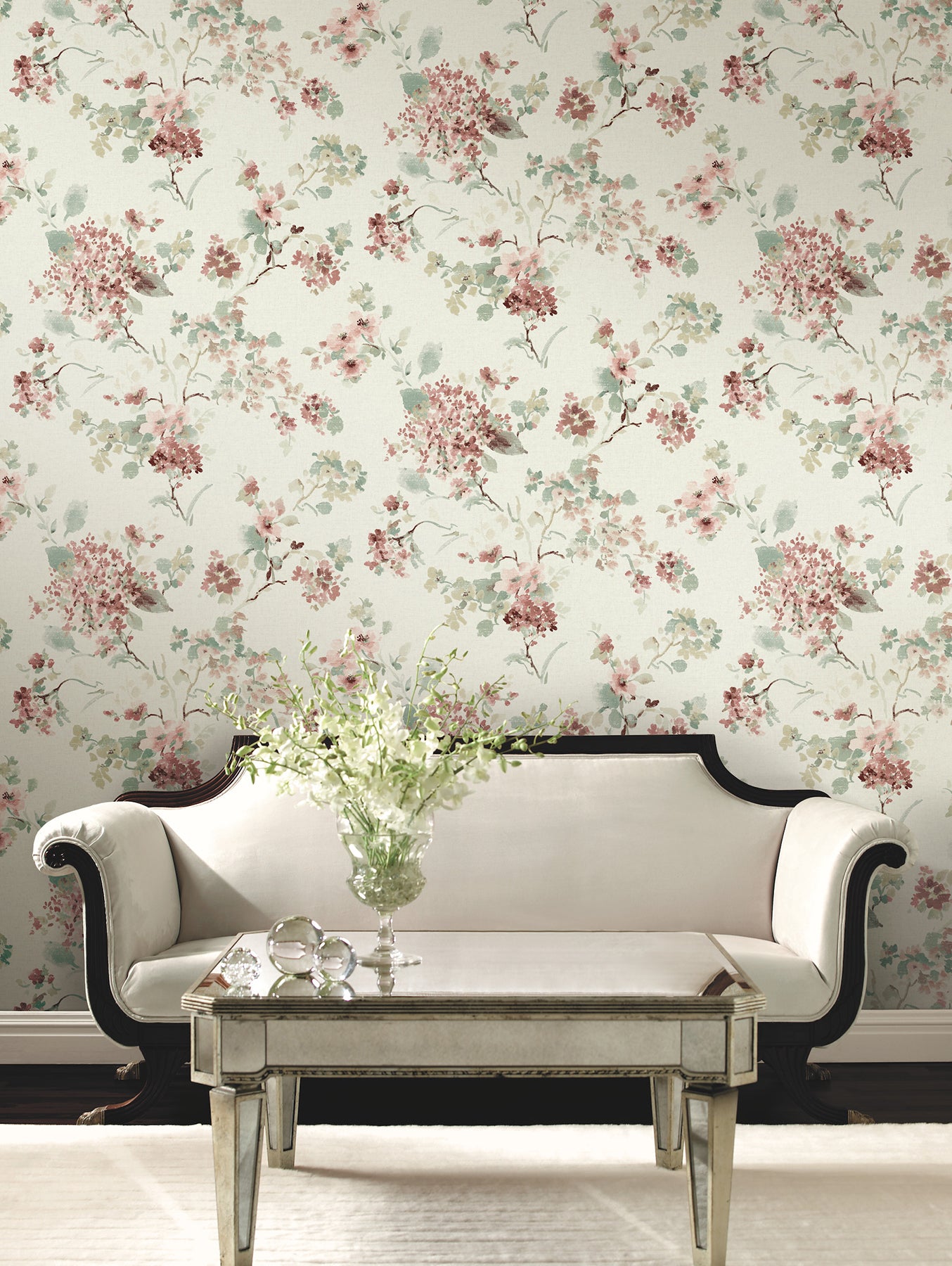 Veiled Garden wallpaper in rose color - pattern number LL3230 - by Antonina Vella in the Layered Luxe collection