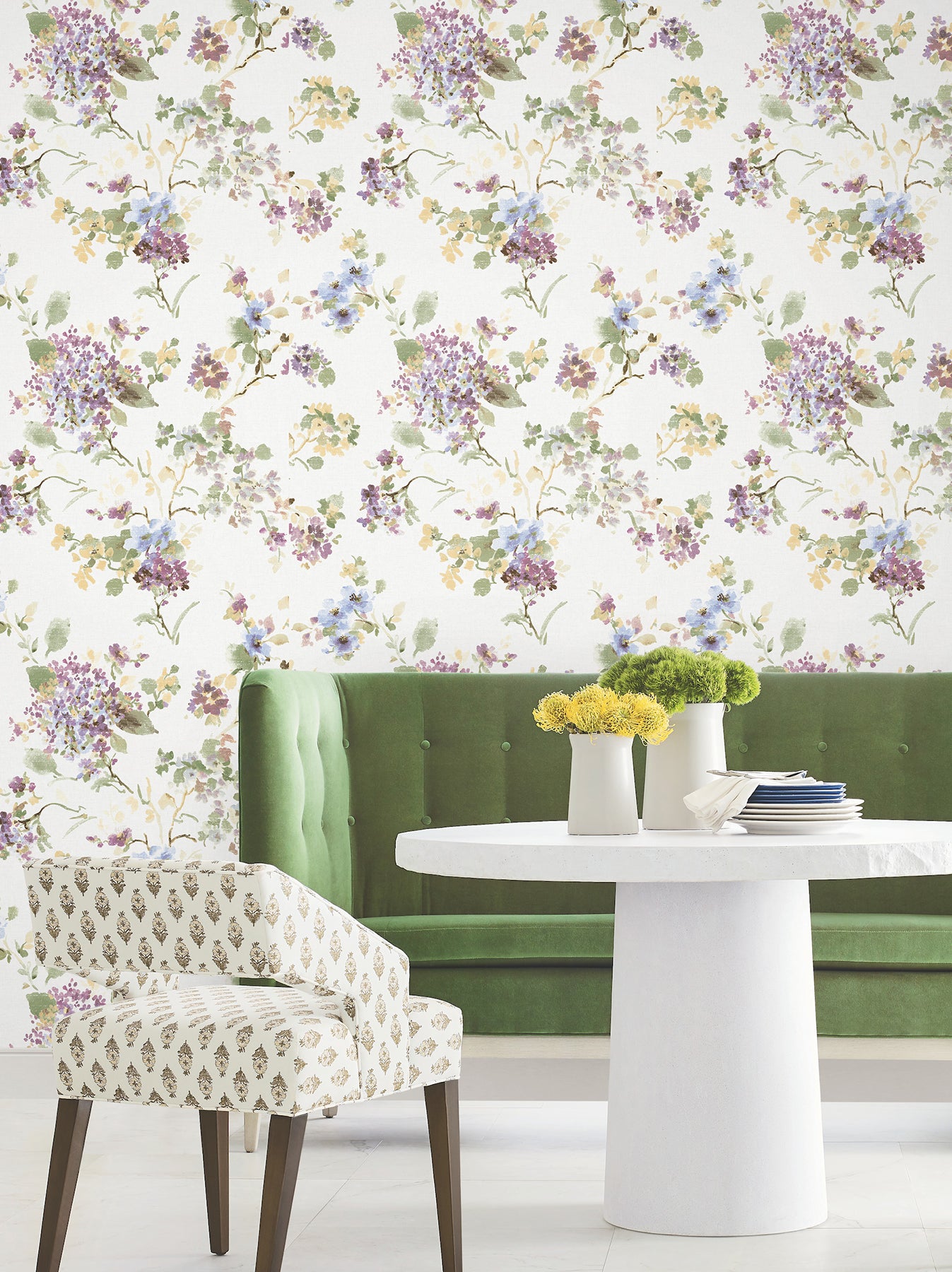 Veiled Garden wallpaper in plum color - pattern number LL3232 - by Antonina Vella in the Layered Luxe collection