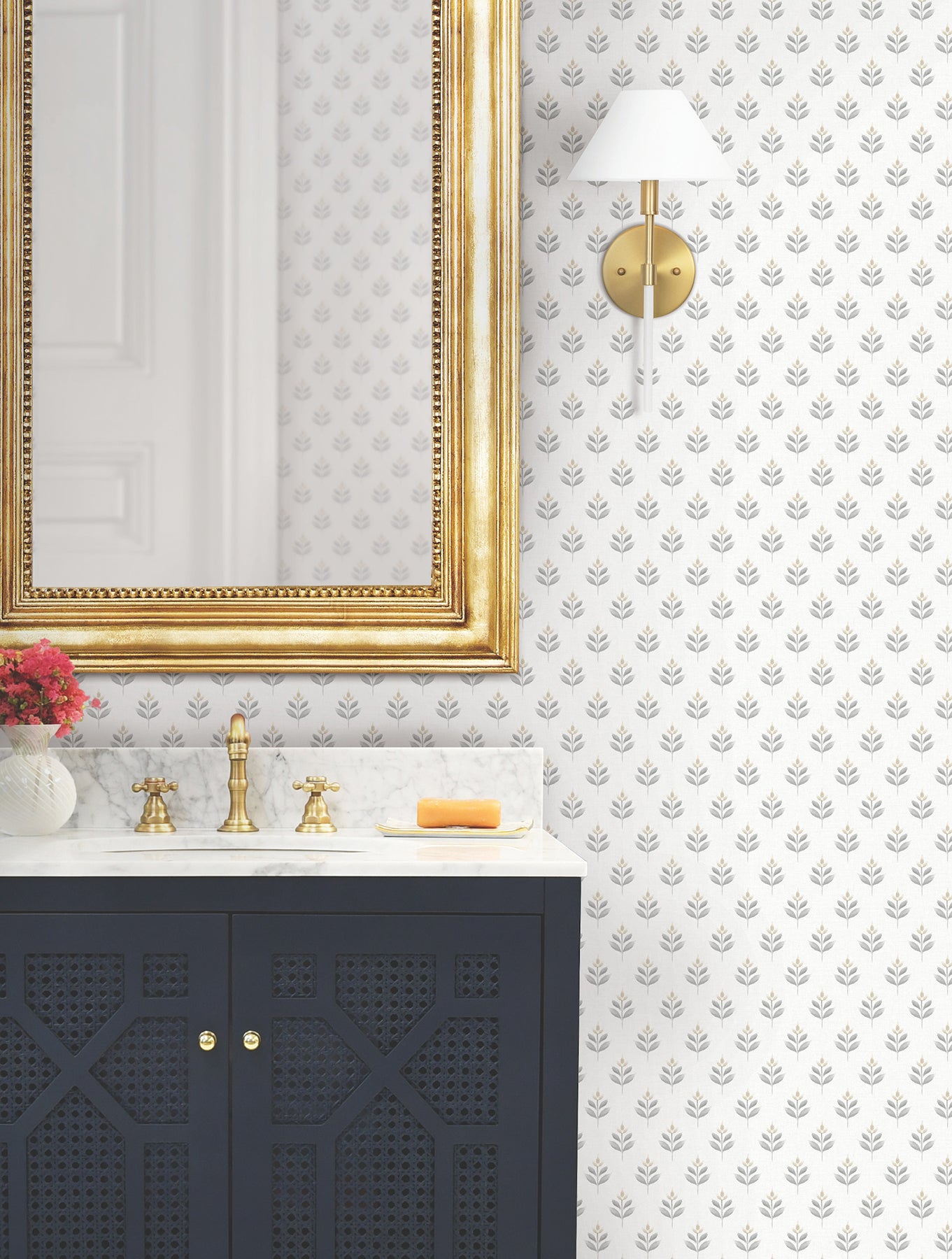 Serene Villa wallpaper in stone color - pattern number LL3234 - by Antonina Vella in the Layered Luxe collection