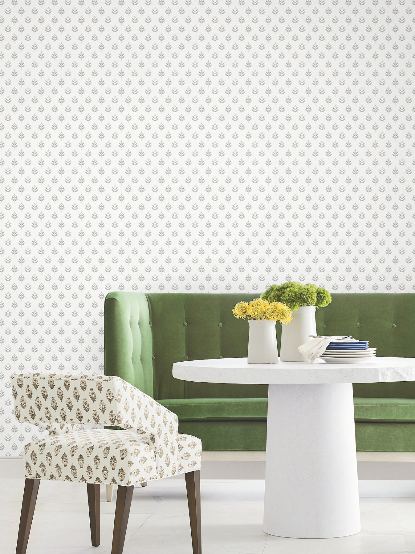 Serene Villa wallpaper in stone color - pattern number LL3234 - by Antonina Vella in the Layered Luxe collection