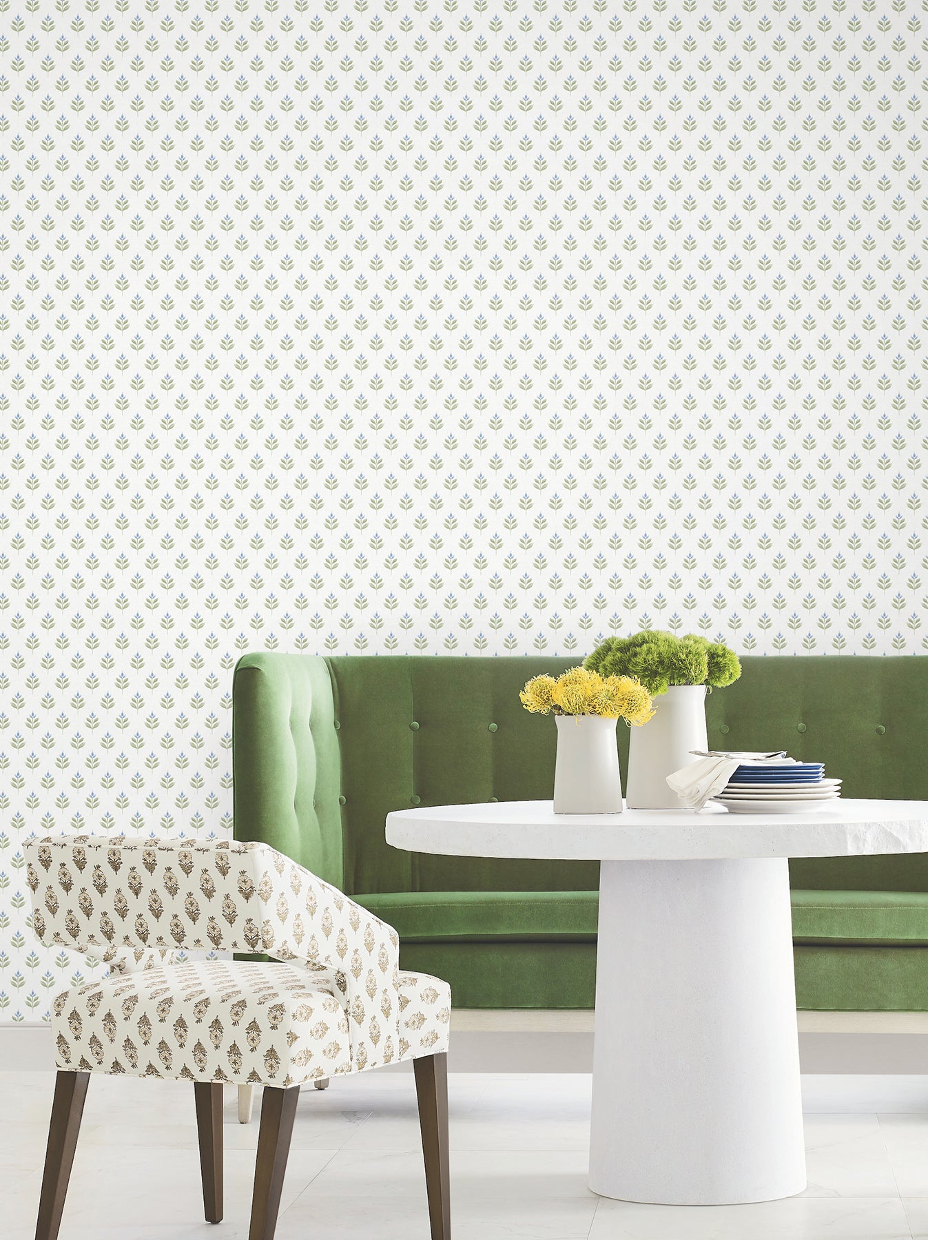 Serene Villa wallpaper in moss color - pattern number LL3237 - by Antonina Vella in the Layered Luxe collection