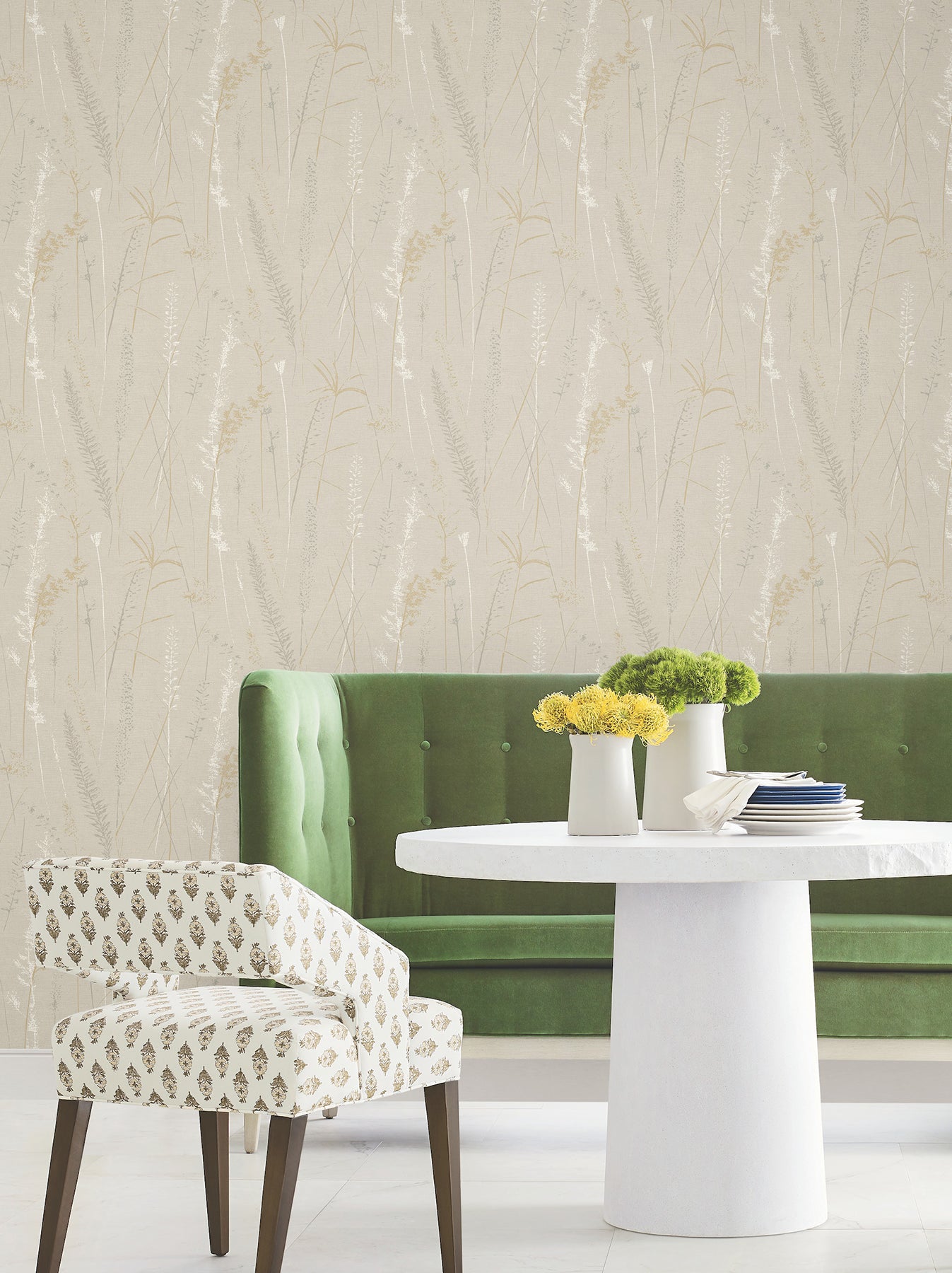 Meadow Splendor fabric in neutral color - pattern number LL3239 - by Antonina Vella in the Layered Luxe collection