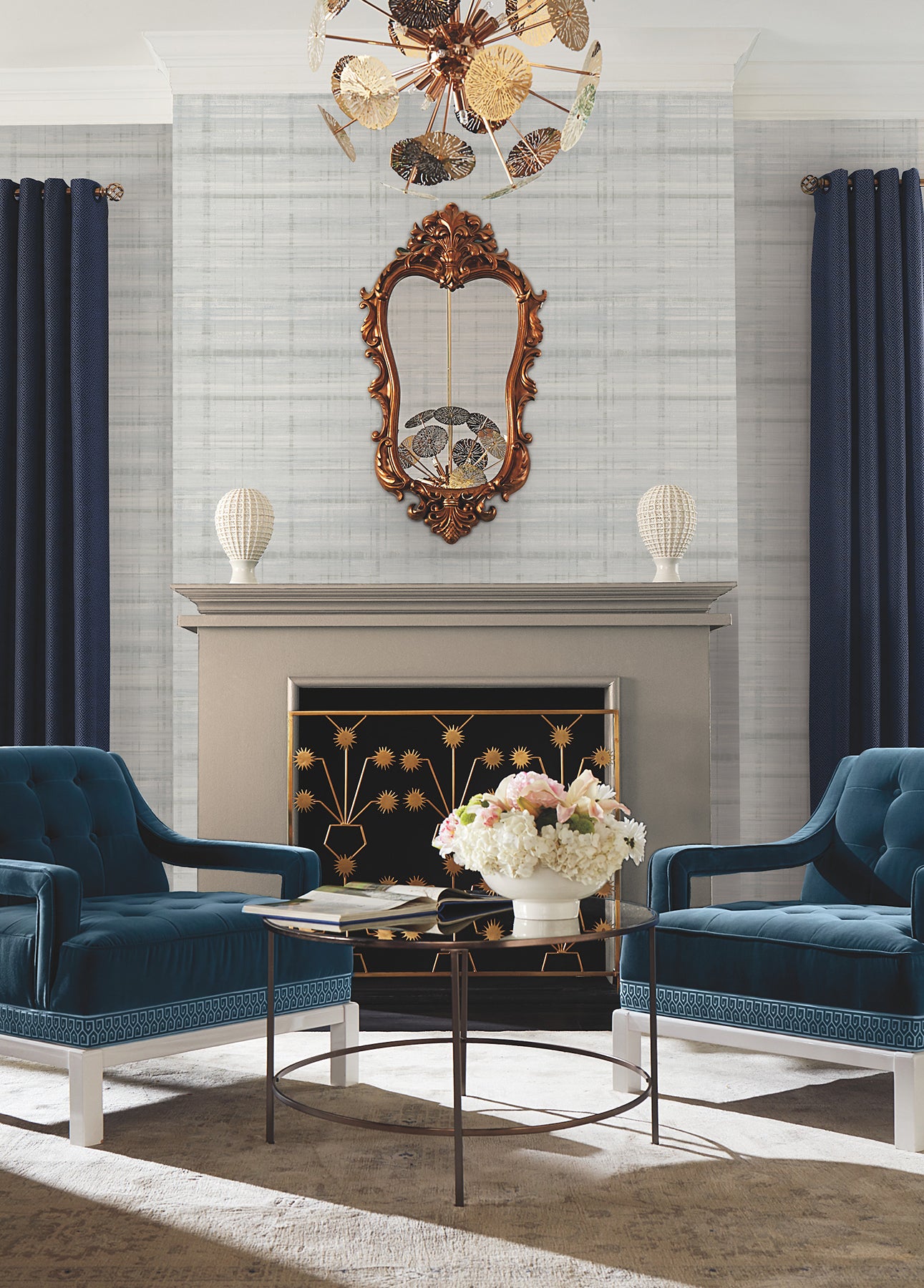 Vanishing Point wallpaper in seafoam color - pattern number LL3244 - by Antonina Vella in the Layered Luxe collection