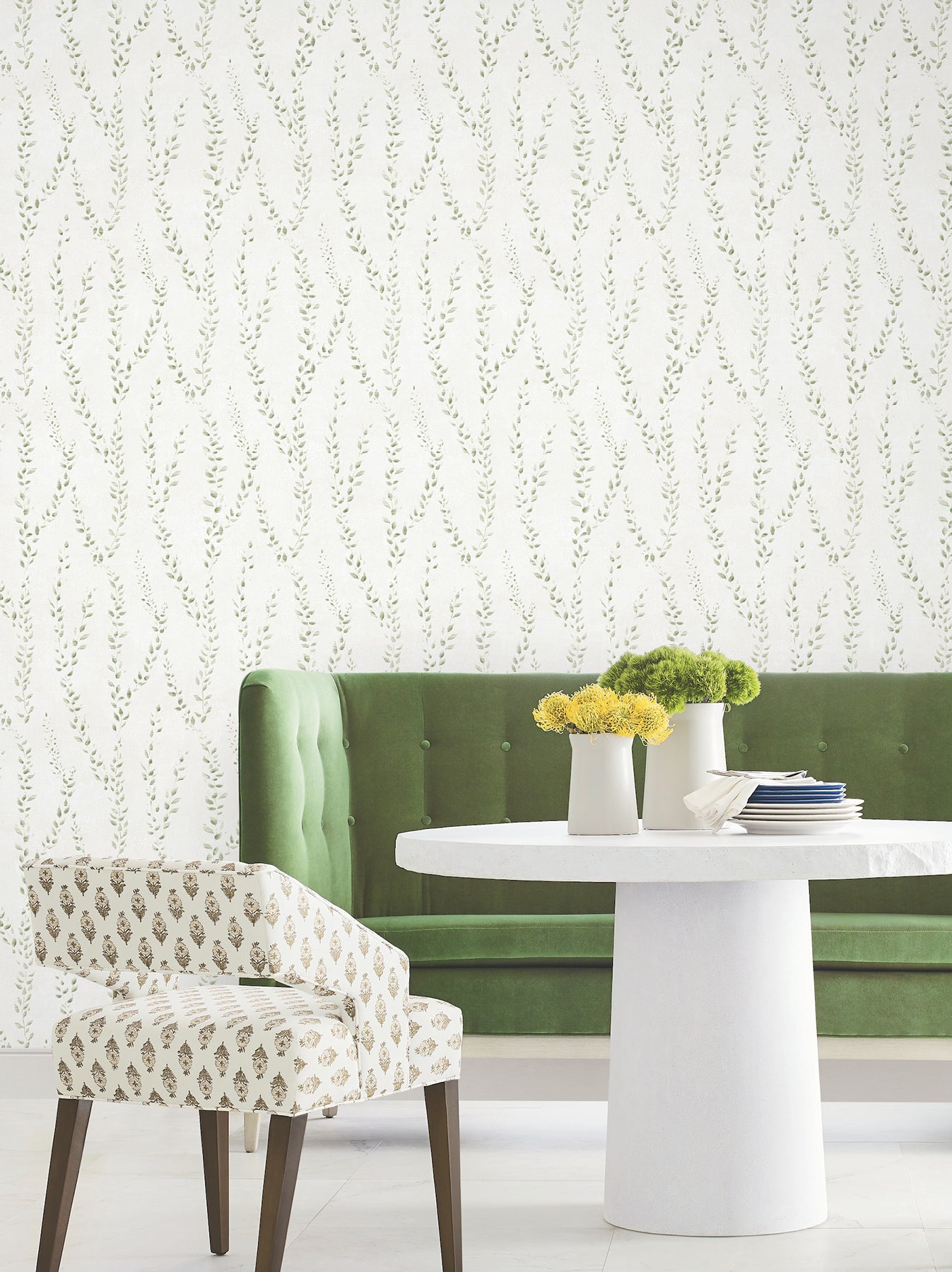 Alpenrose wallpaper in moss color - pattern number LL3252 - by Antonina Vella in the Layered Luxe collection