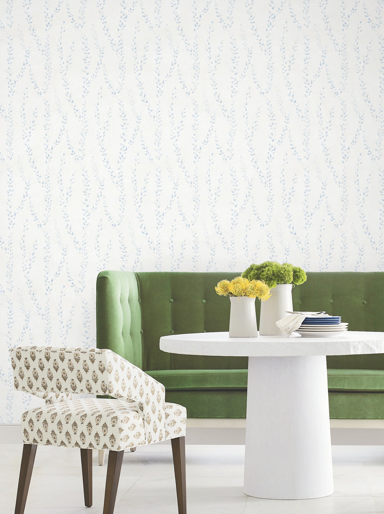 Alpenrose wallpaper in sky blue color - pattern number LL3253 - by Antonina Vella in the Layered Luxe collection