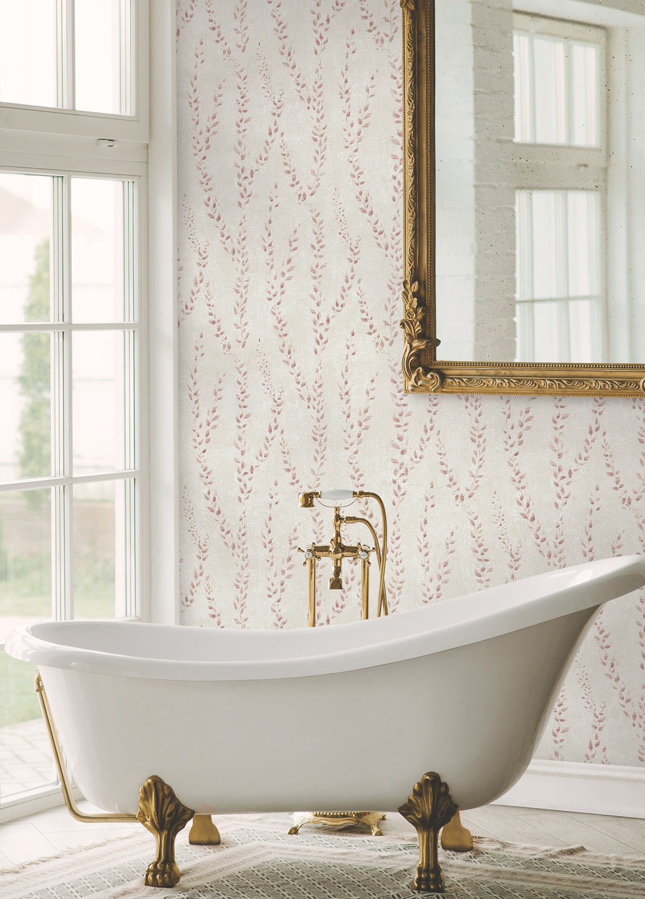 Alpenrose wallpaper in maroon color - pattern number LL3255 - by Antonina Vella in the Layered Luxe collection