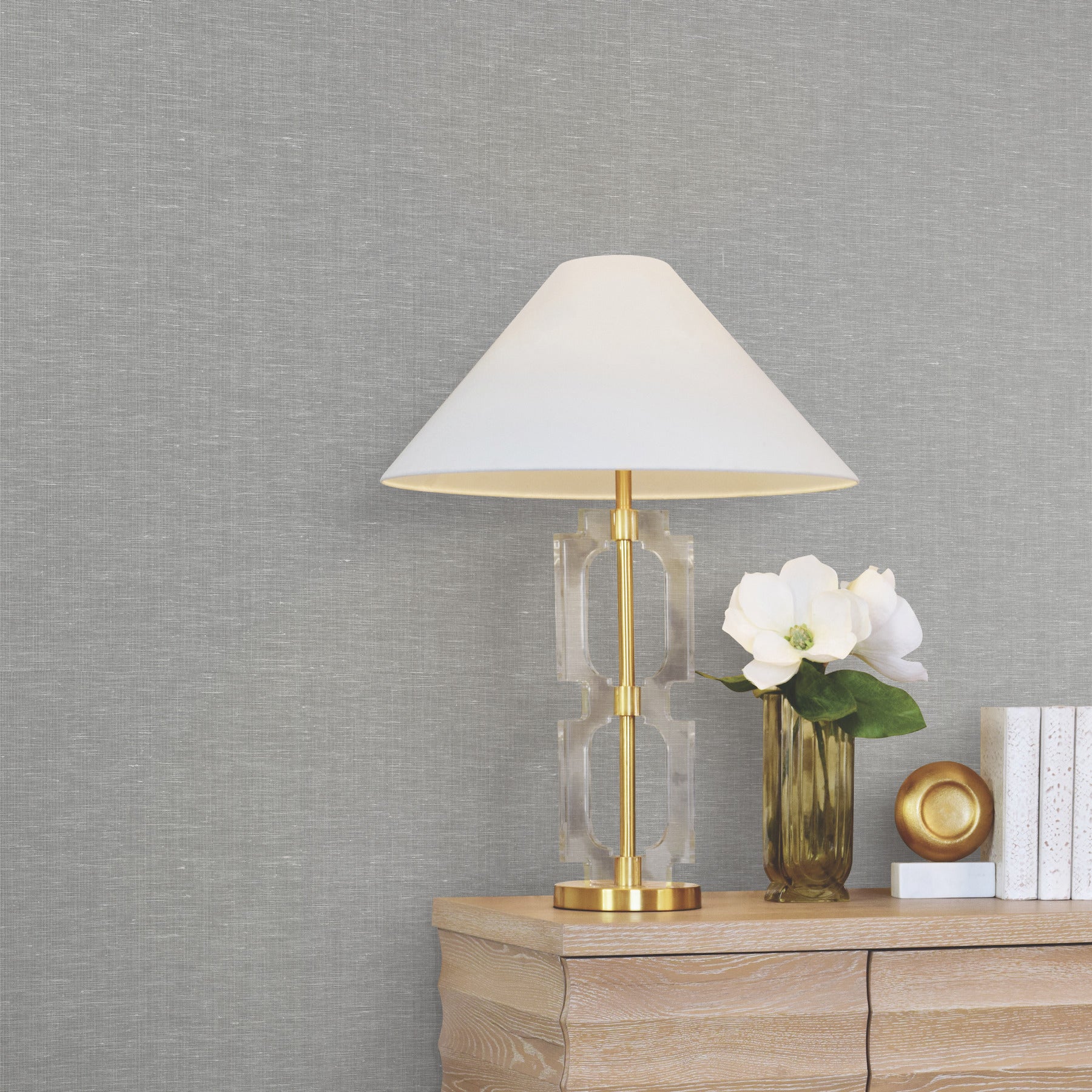 Hempfield Weave wallpaper in charcoal color - pattern number LL4353 - by Antonina Vella in the Layered Luxe collection