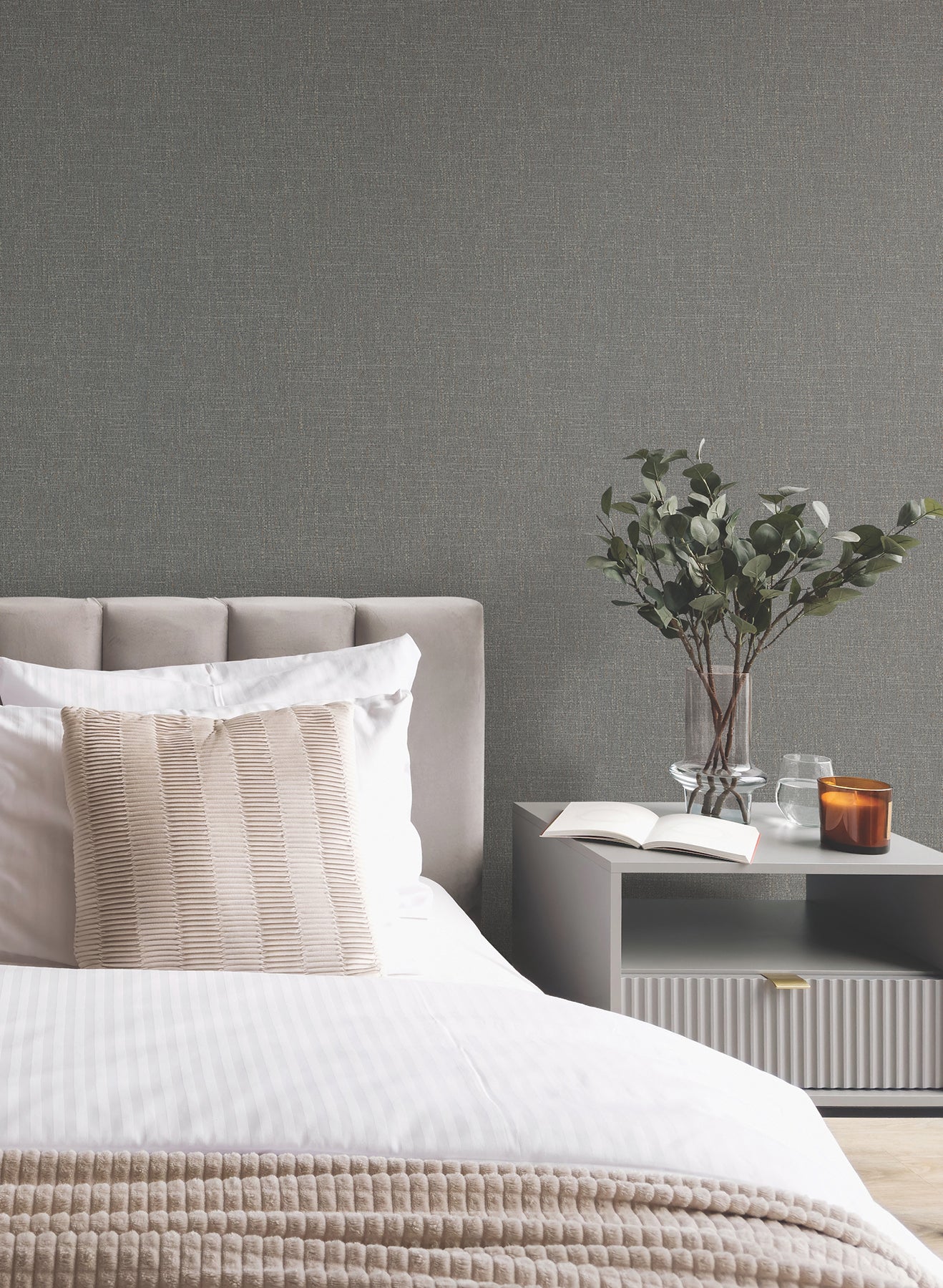 Highland Tweed wallpaper in charcoal color - pattern number MA34916 - by Antonina Vella in the Opulent Accents collection