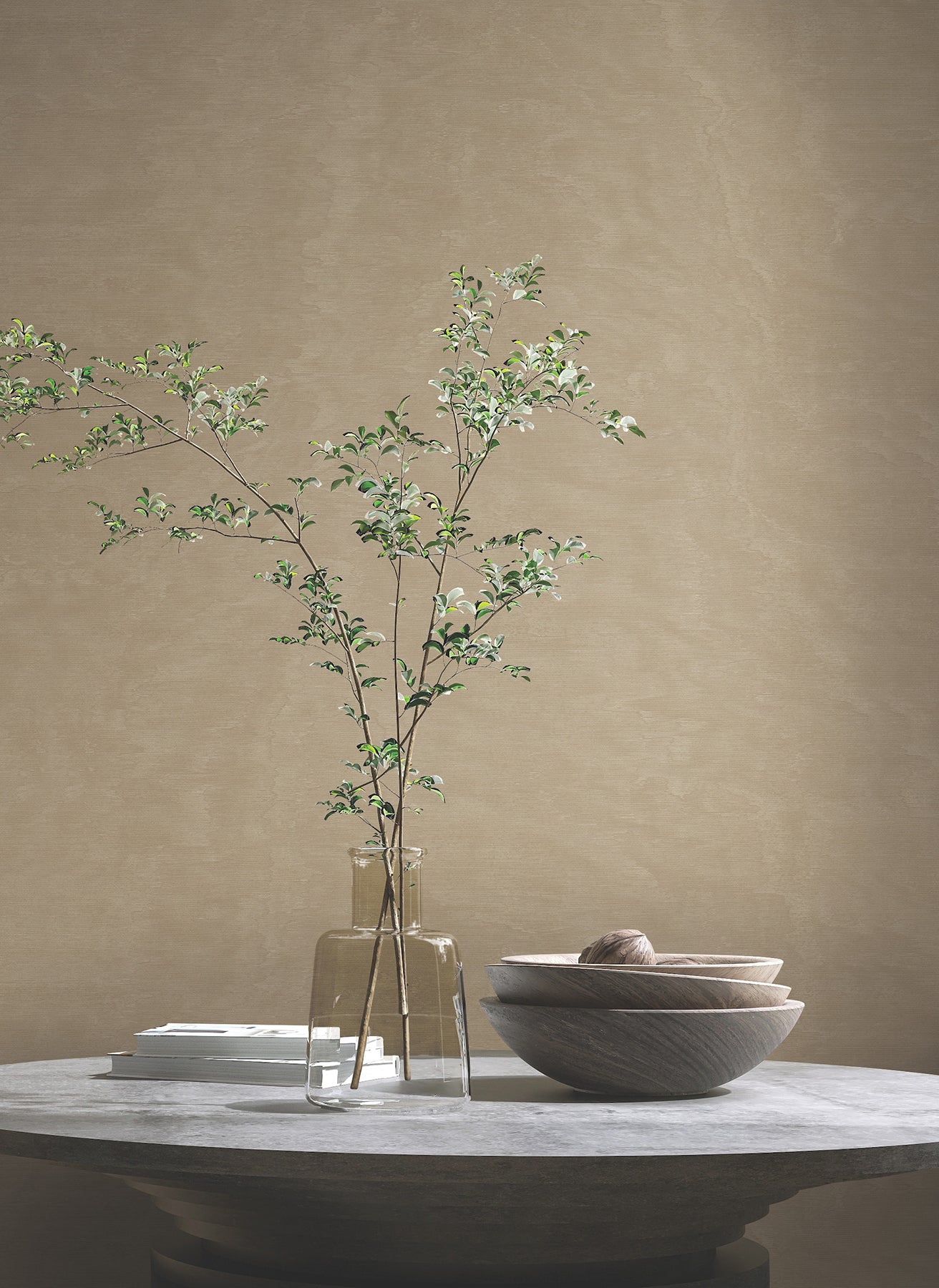 Shimmering Moire wallpaper in taupe color - pattern number MA34922 - by Antonina Vella in the Opulent Accents collection