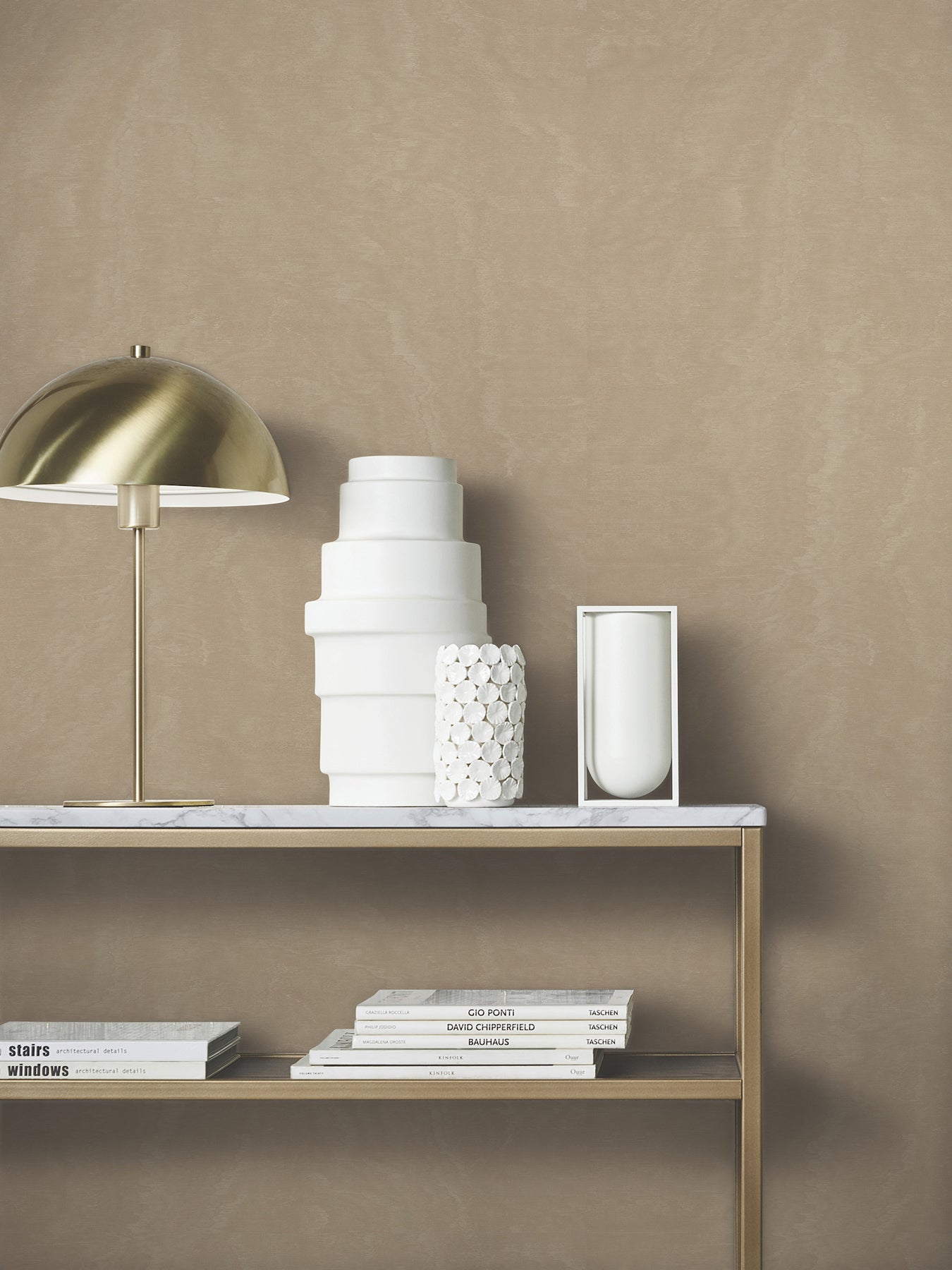 Shimmering Moire wallpaper in taupe color - pattern number MA34922 - by Antonina Vella in the Opulent Accents collection