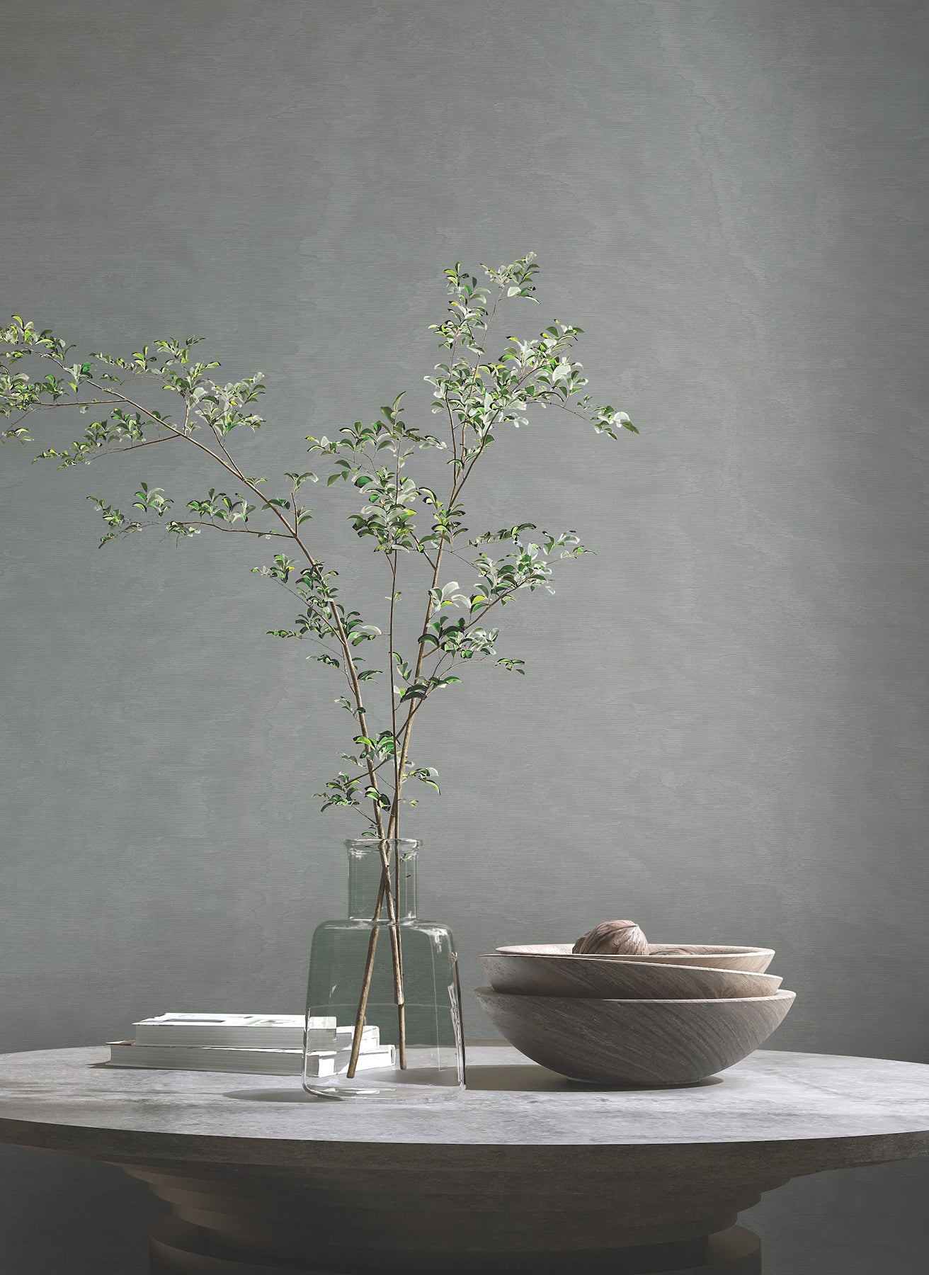 Shimmering Moire wallpaper in pewter color - pattern number MA34924 - by Antonina Vella in the Opulent Accents collection
