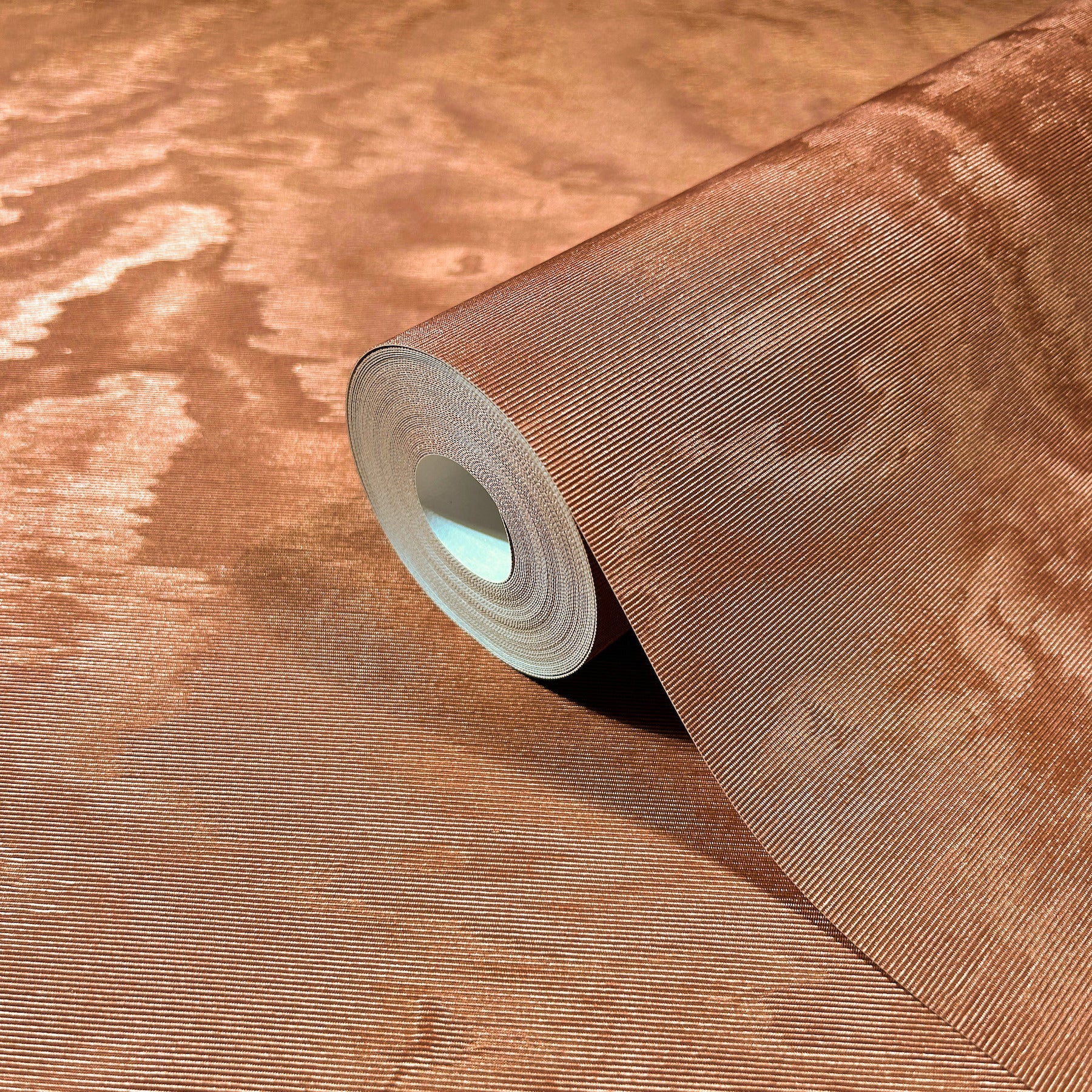 Shimmering Moire wallpaper in copper color - pattern number MA34926 - by Antonina Vella in the Opulent Accents collection