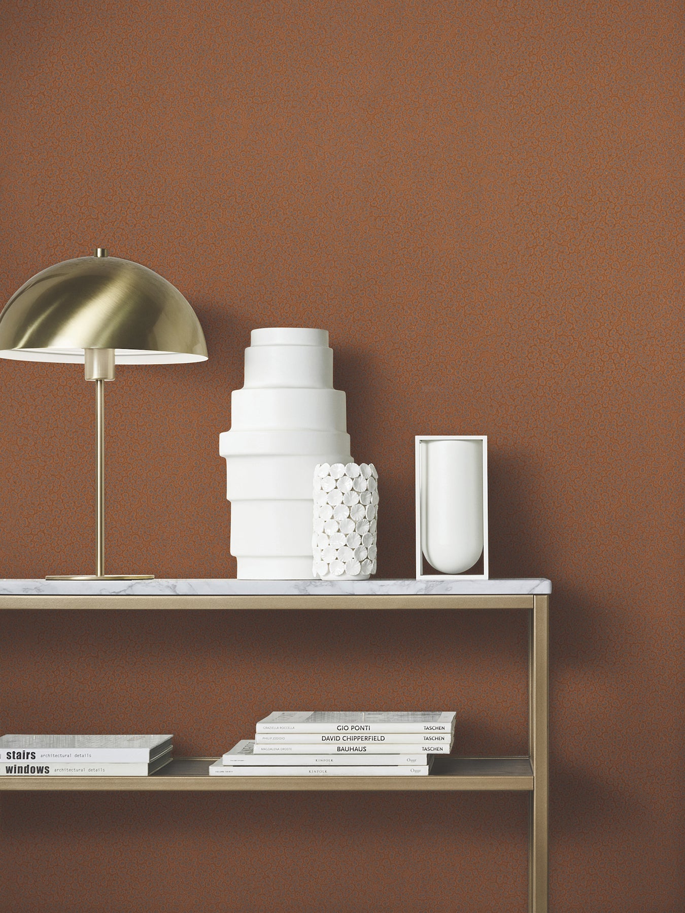 Hudson wallpaper in copper color - pattern number MA34958 - by Antonina Vella in the Opulent Accents collection