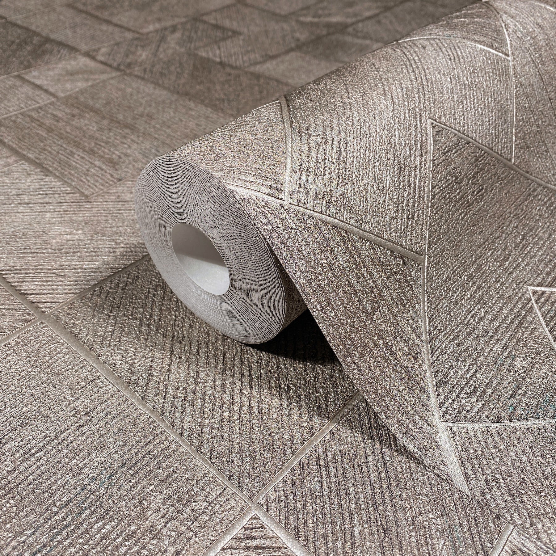 Marquetry wallpaper in taupe color - pattern number MA35511 - by Antonina Vella in the Opulent Accents collection