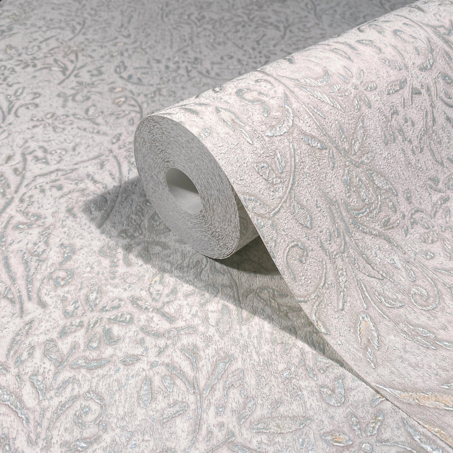 Sculpted Floral wallpaper in aqua color - pattern number MA35529 - by Antonina Vella in the Opulent Accents collection